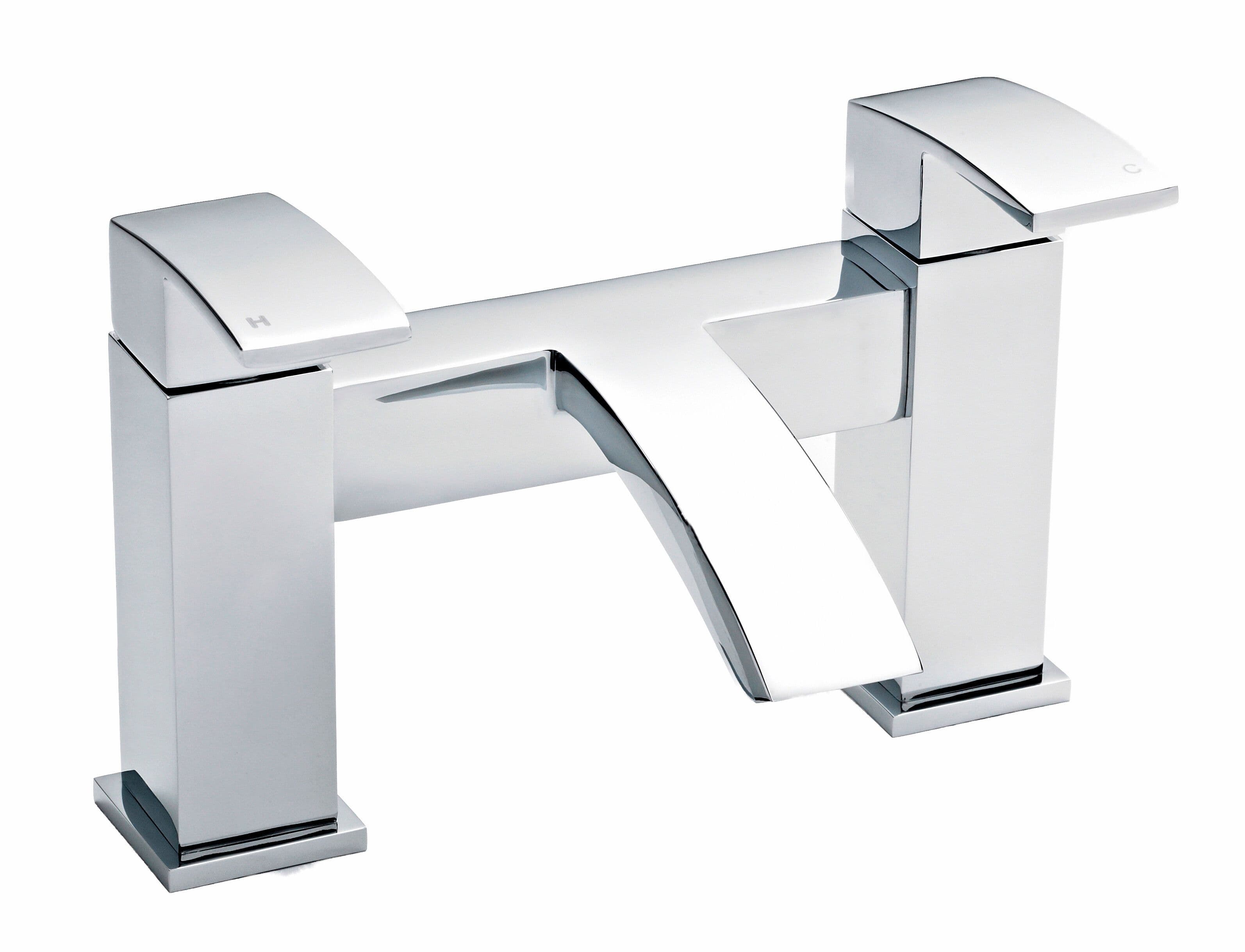 Luxury Square Deck Mounted Bath Filler Tap Chrome