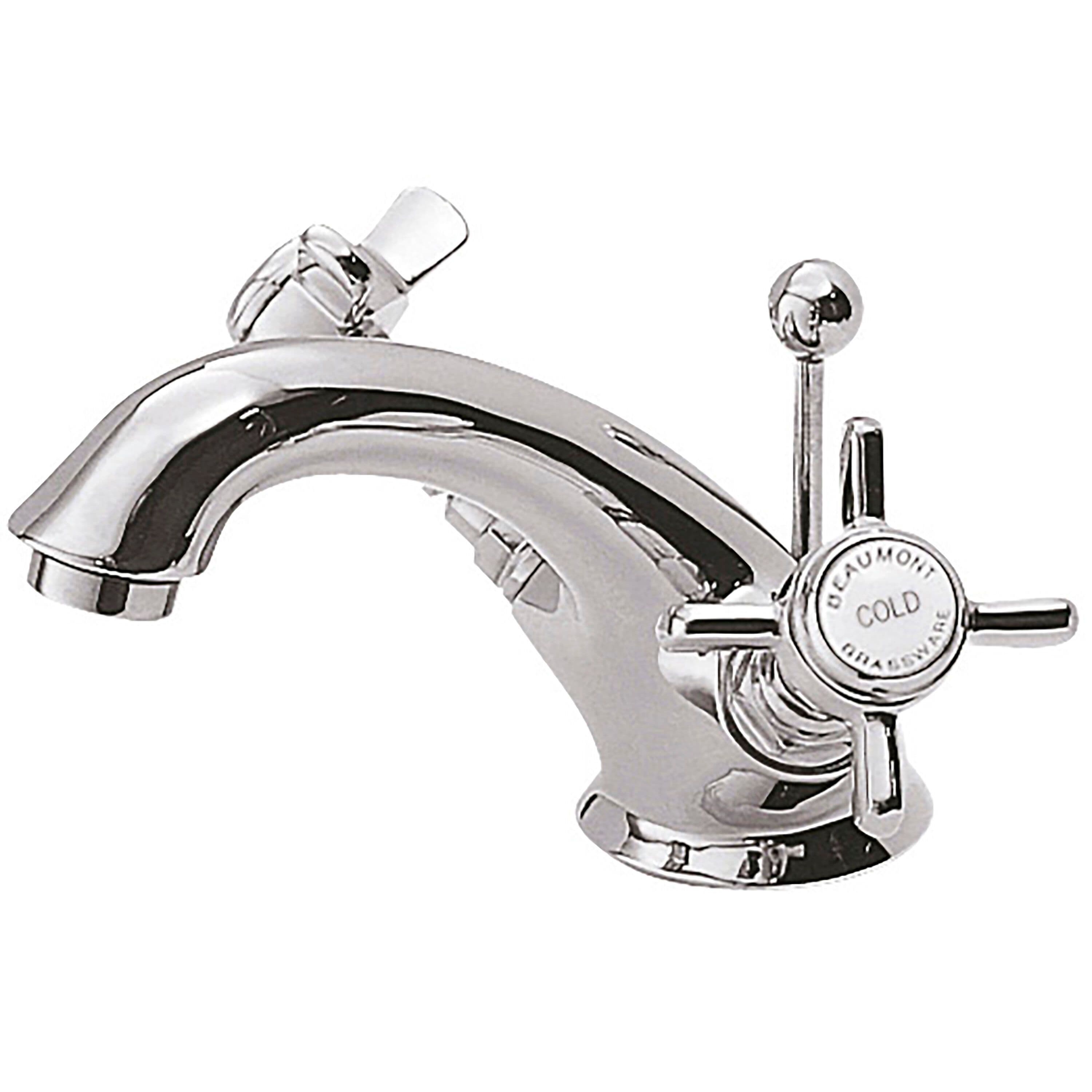 Traditional Crosshead Luxury Basin Tap Pop Up Waste Chrome