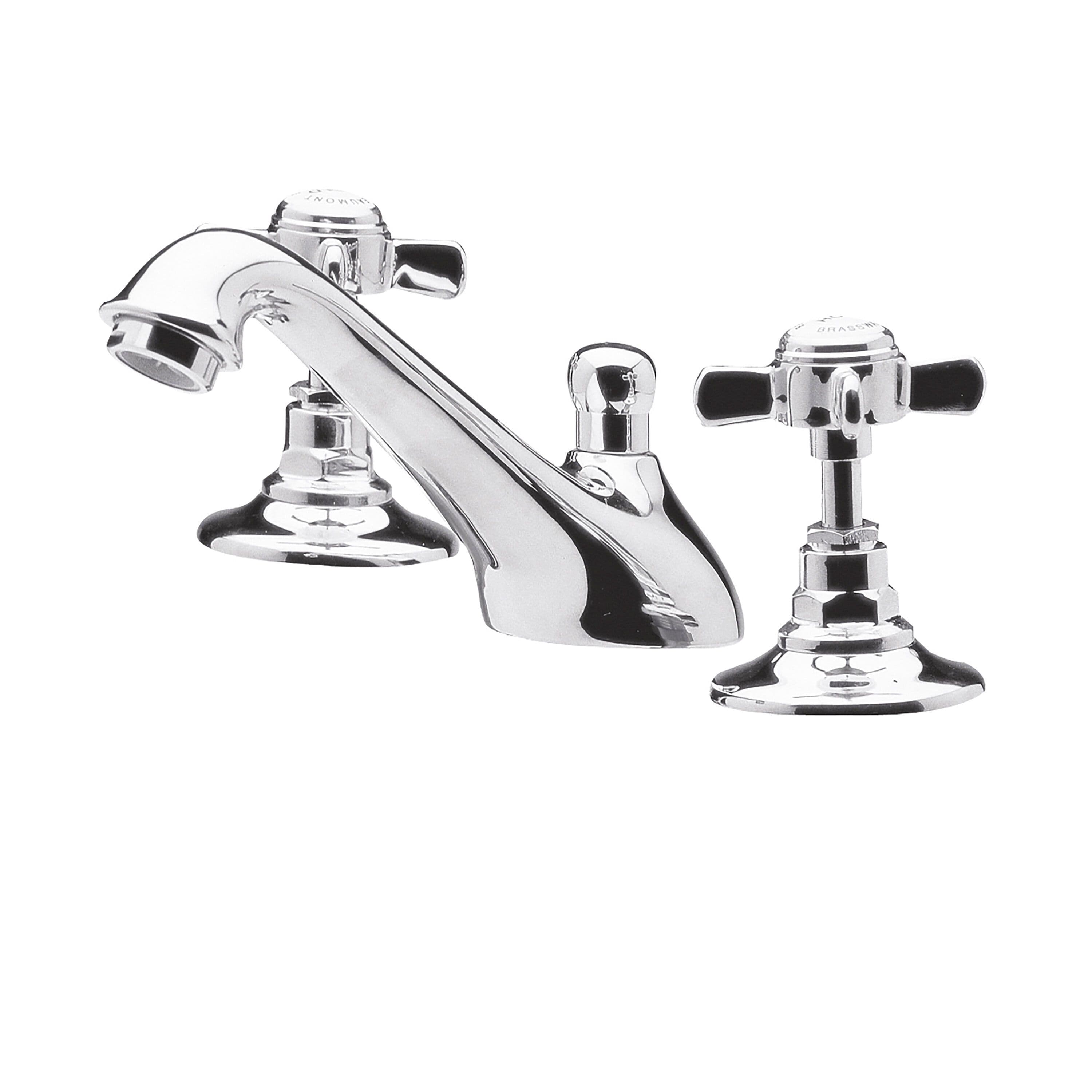 Traditional Crosshead 3 Tap Hole Basin Tap Pop Up Waste Chrome