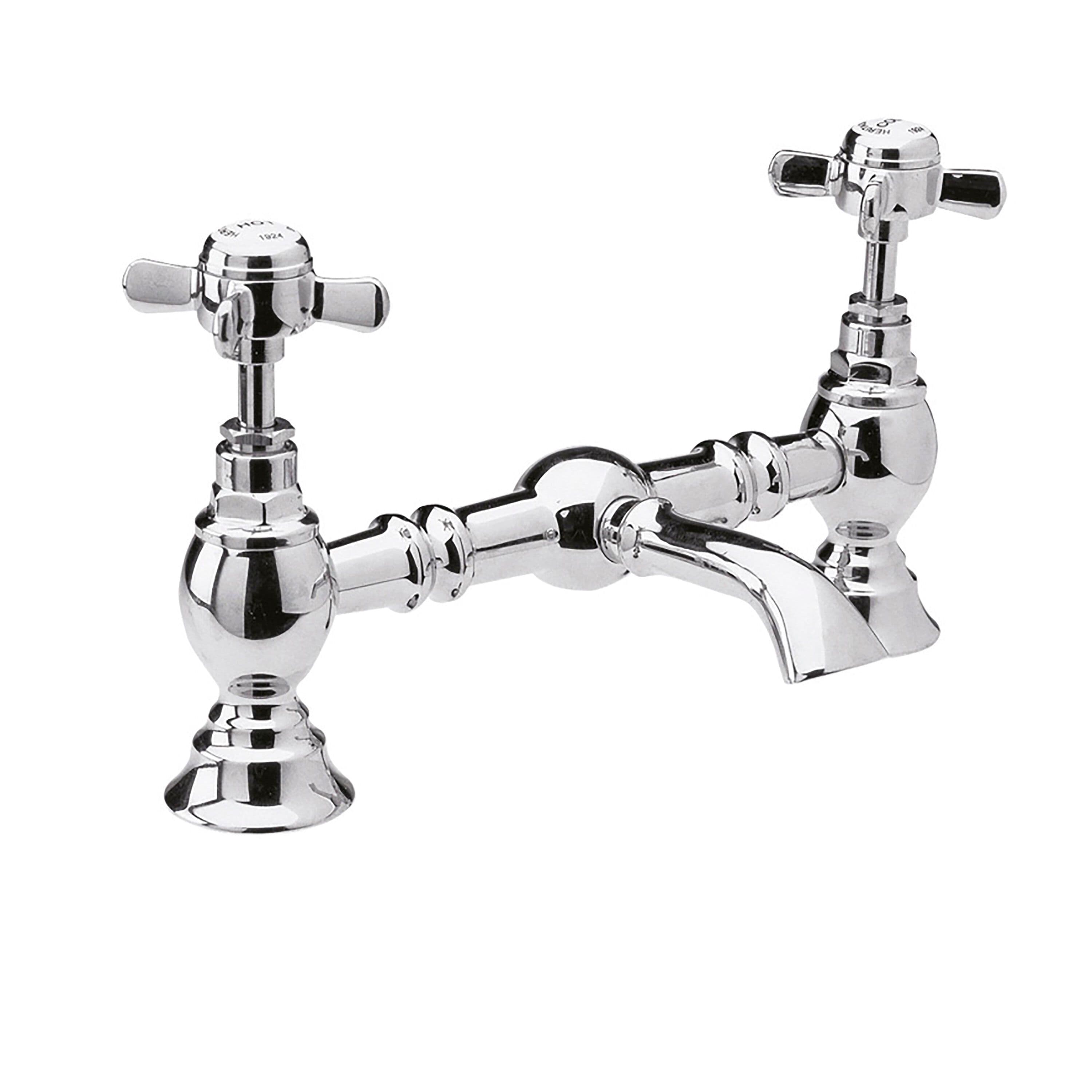 Traditional Crosshead Bridge 2 Tap Hole Mixer Chrome