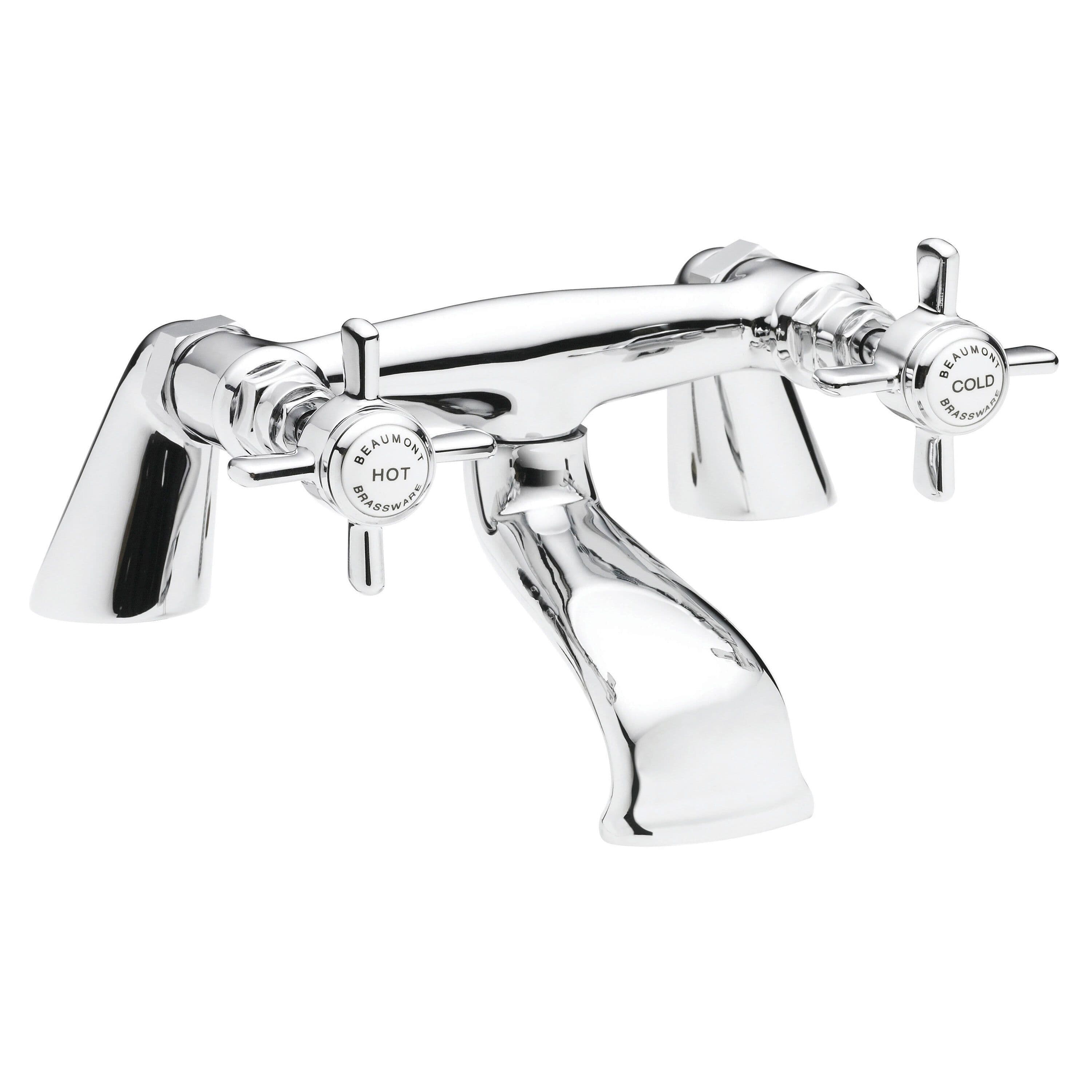 Traditional Deck Mounted Crosshead Handle Bath Filler Tap Chrome