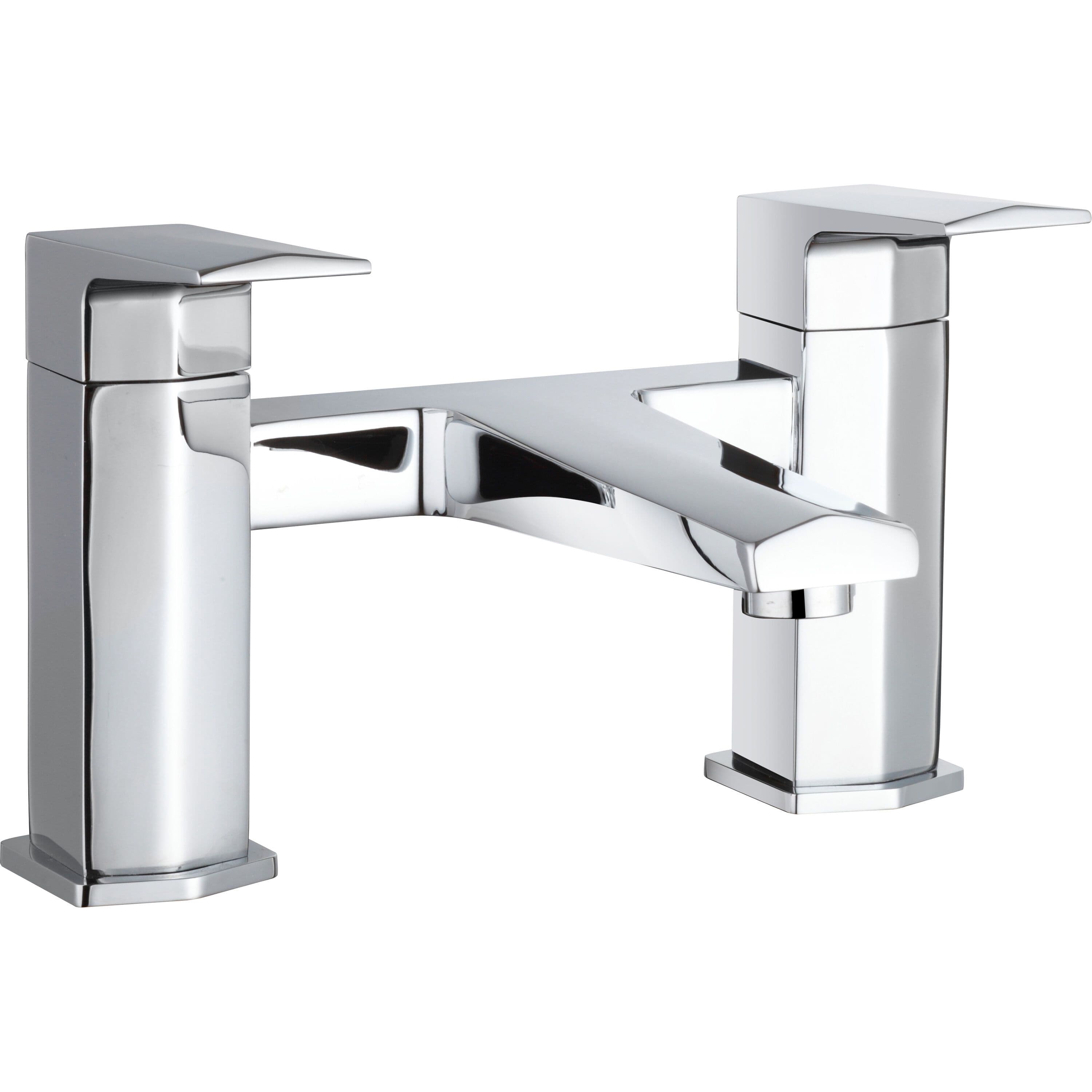Luxury Square Deck Mounted Bath Filler Tap Chrome