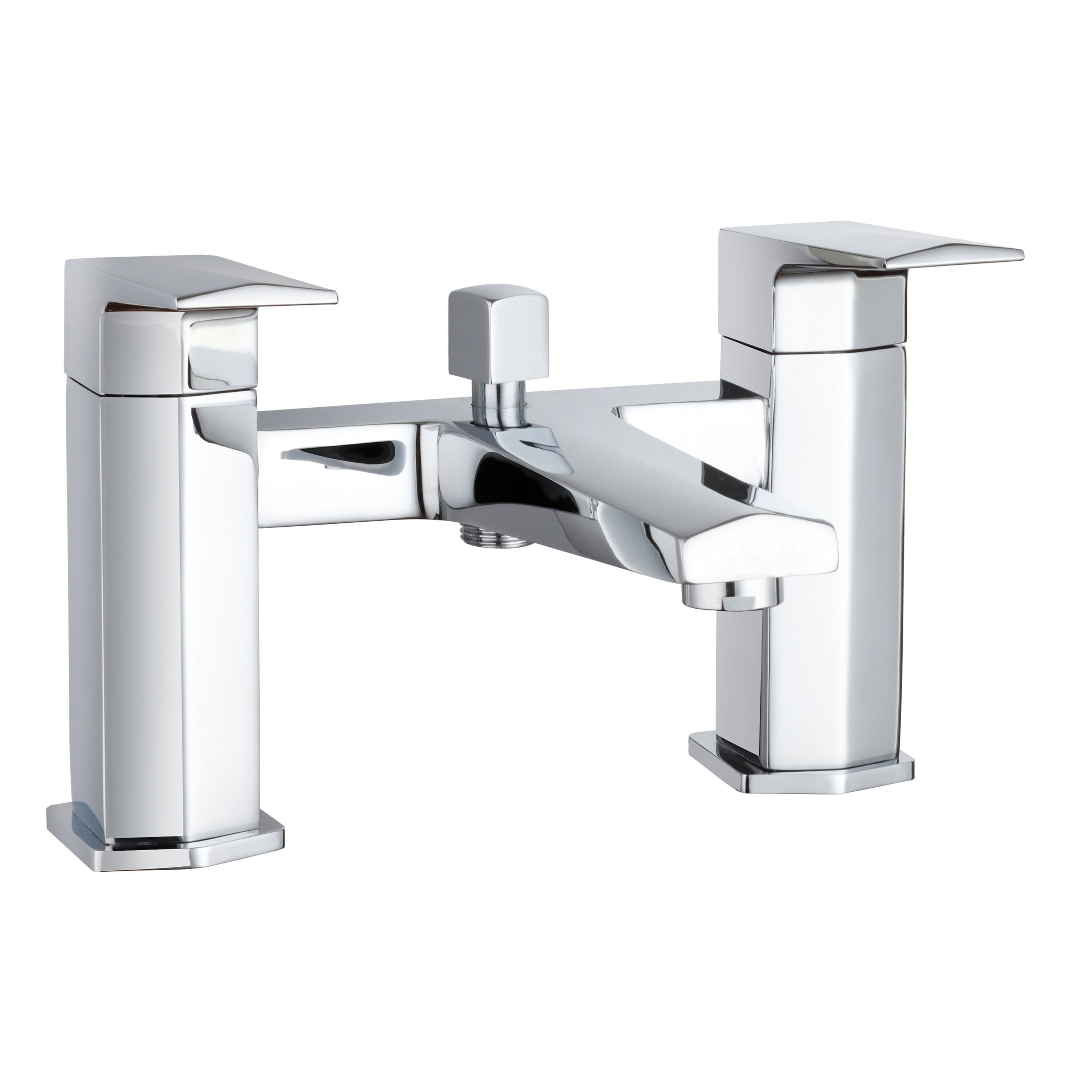 Deck Mount Square Bath Shower Mixer Tap Kit Chrome