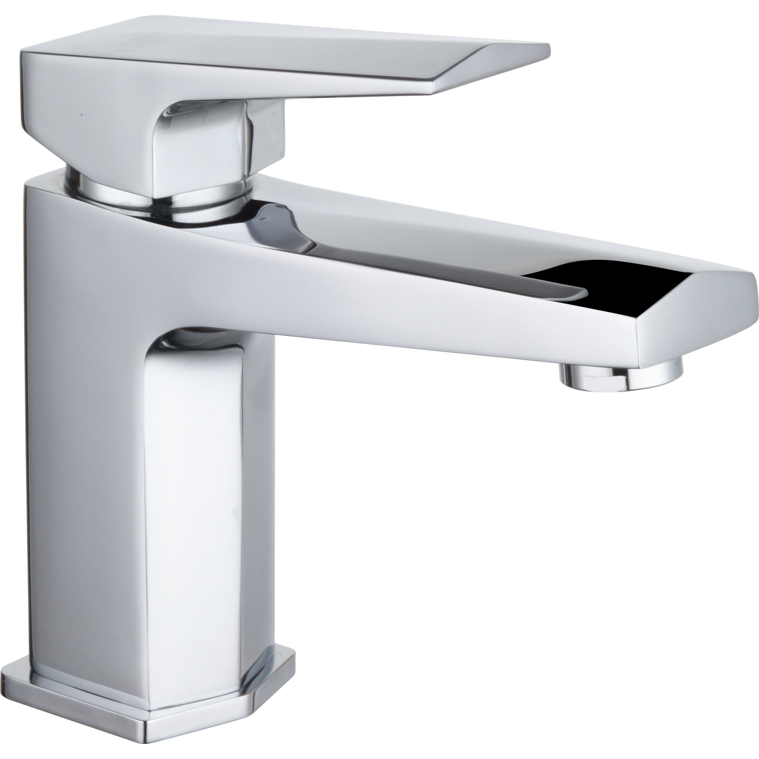 Square Mono Basin Tap Push Button Waste Chrome