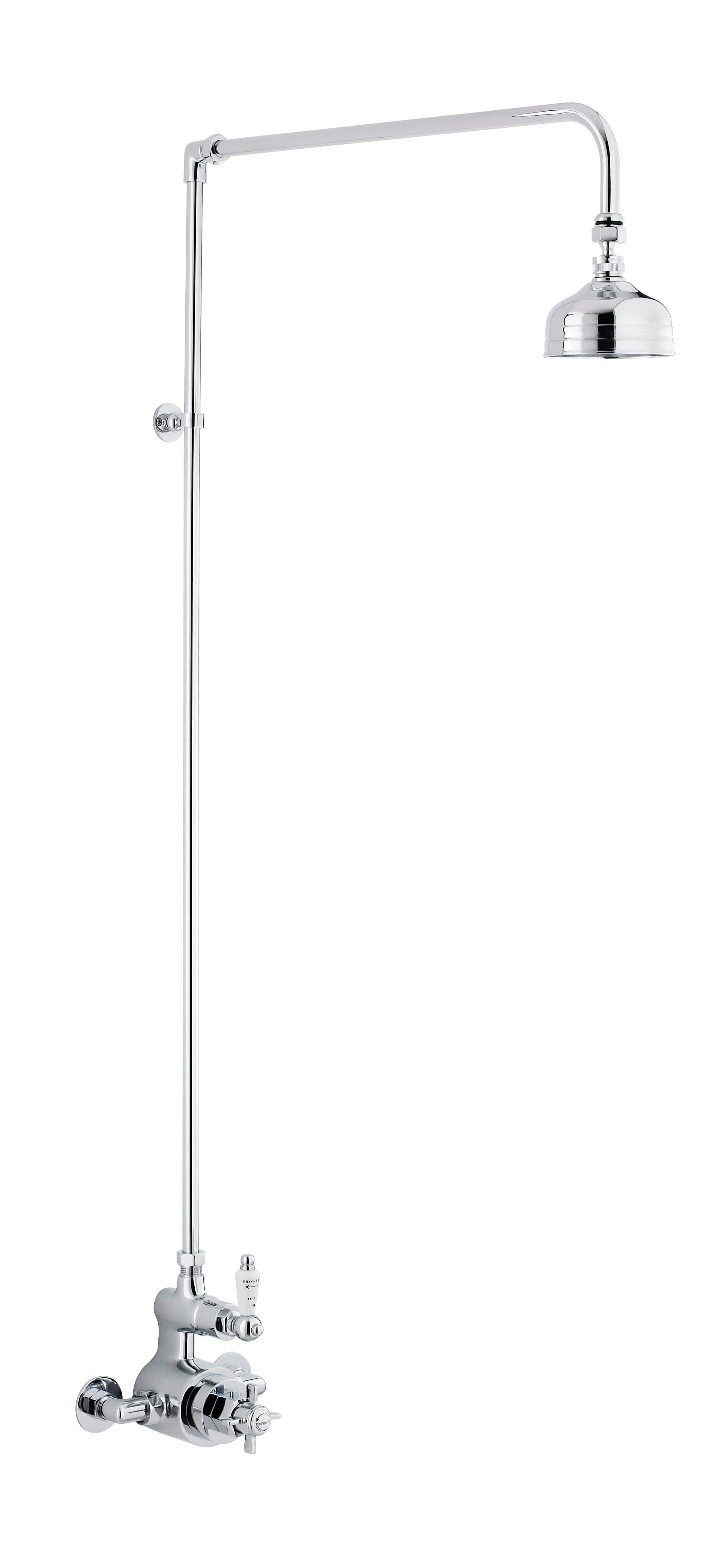 Traditional Twin Exposed Thermostatic Shower Valve Rigid Riser Kit