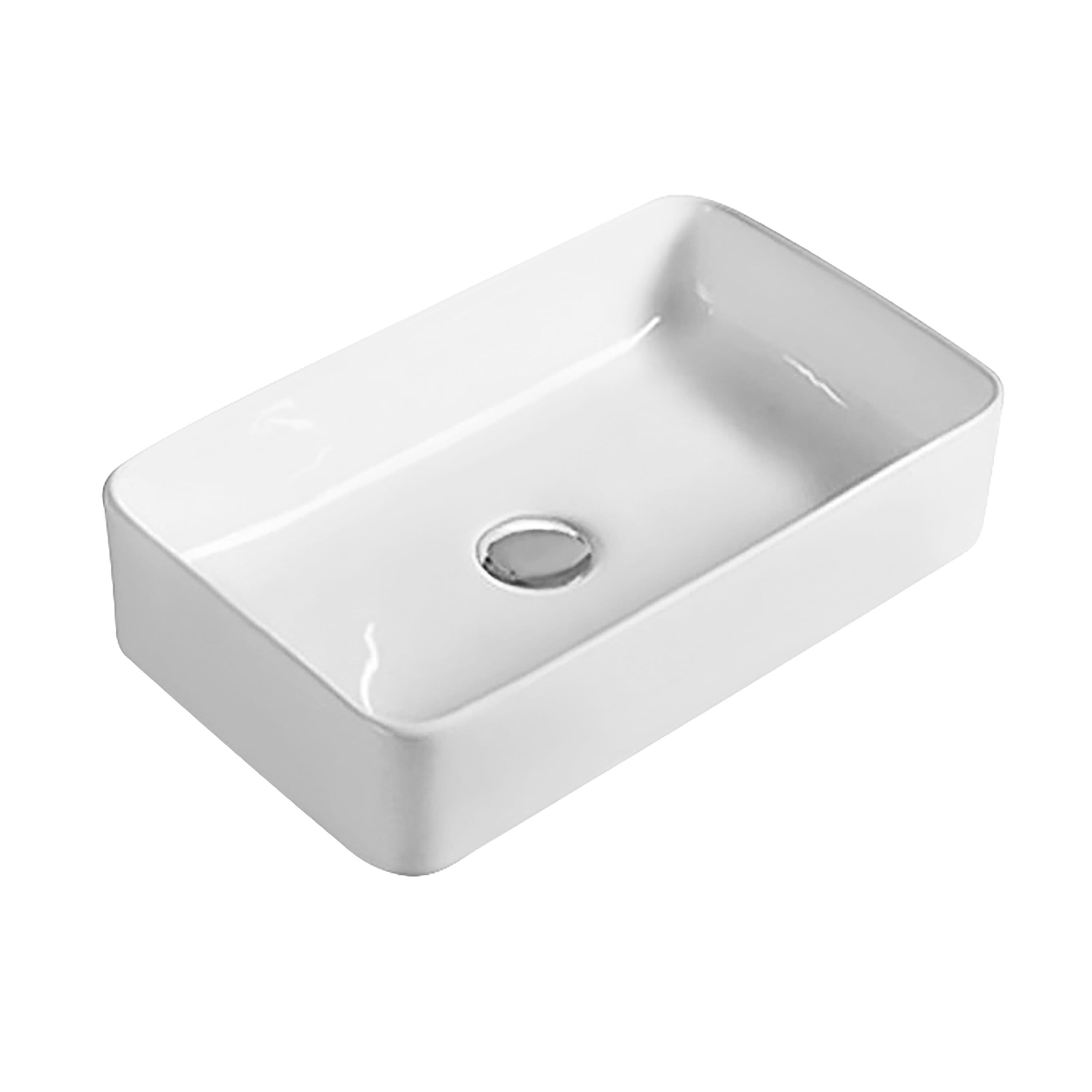 Rectangular 1 Tap Hole Countertop Vessel without Overflow 465mm
