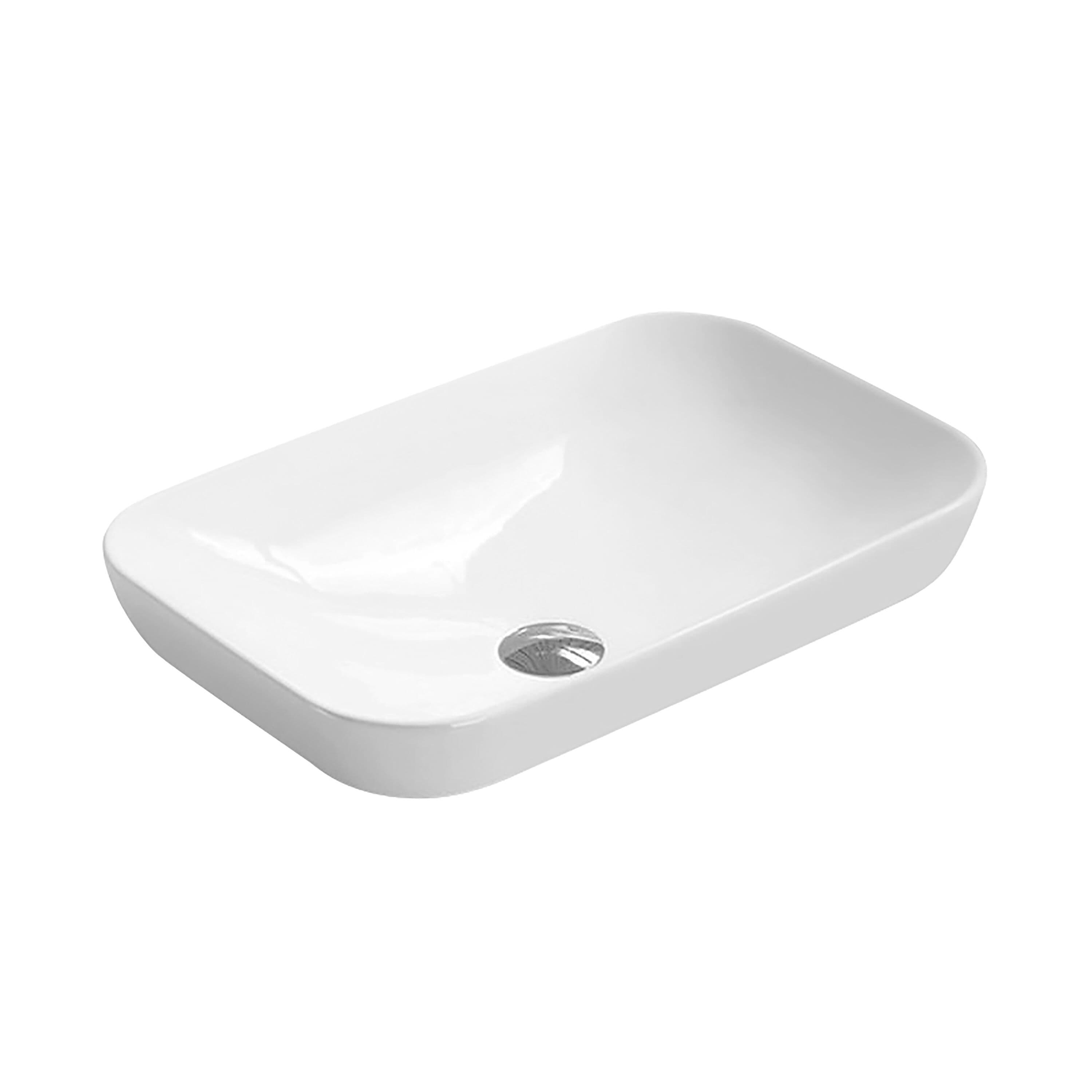 Rectangular 1 Tap Hole Countertop Vessel without Overflow 520mm