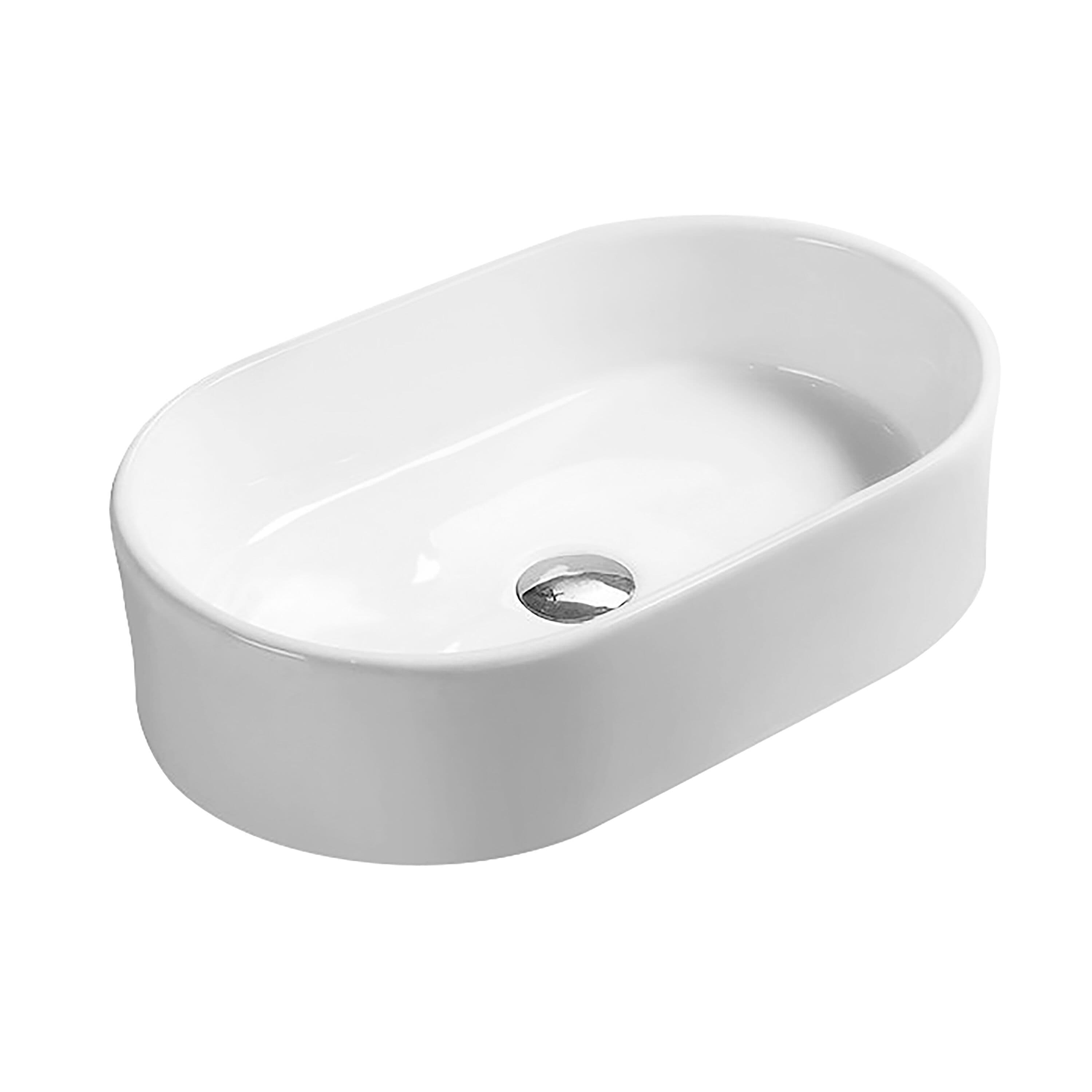 Oval Ceramic Countertop Vessel without Overflow 565mm