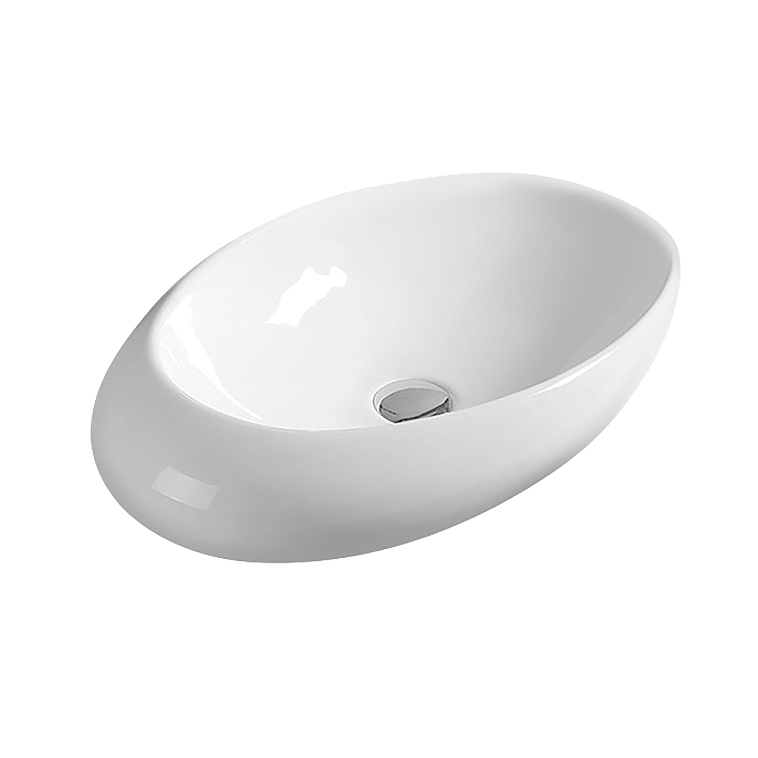Oval Ceramic Countertop Vessel without Overflow 490mm