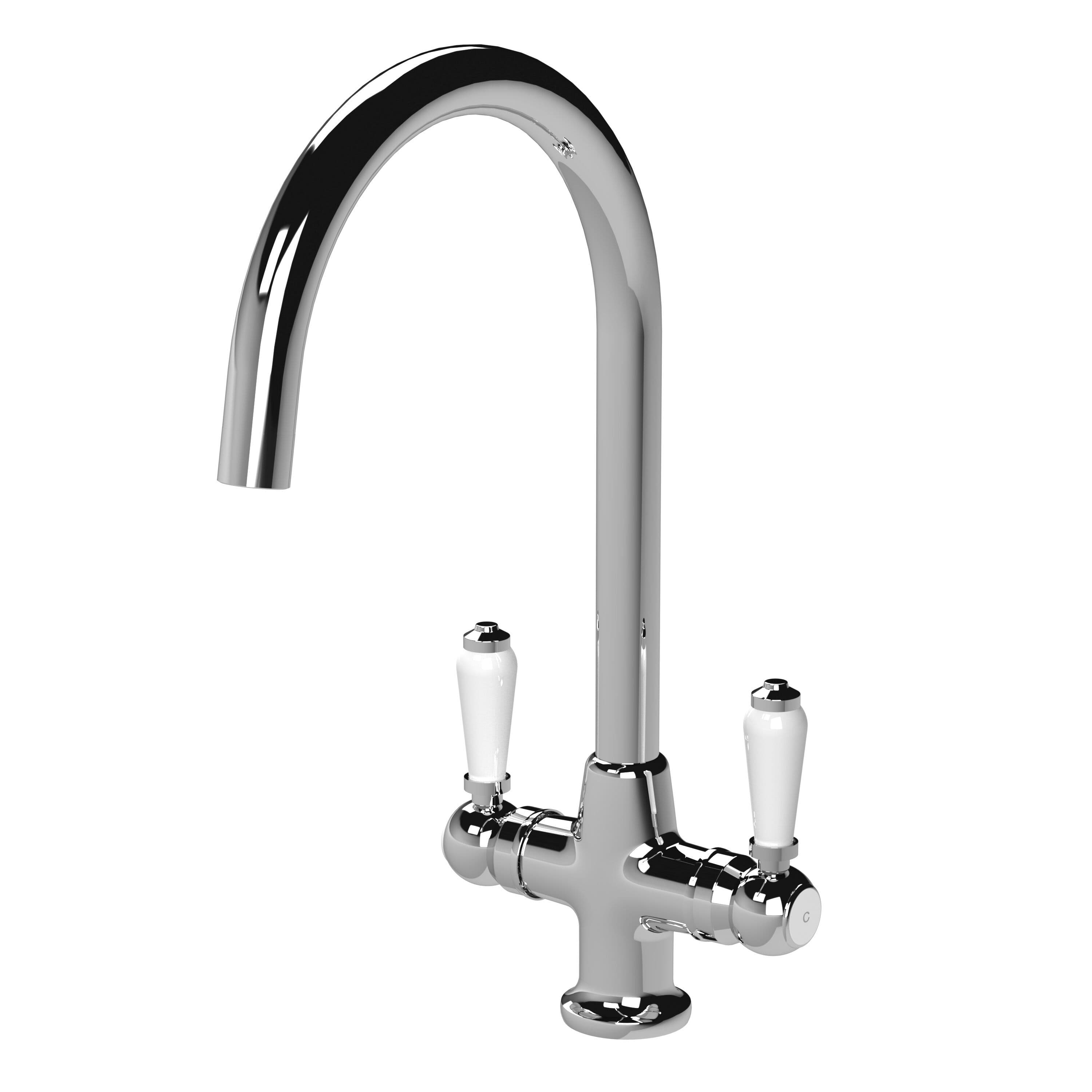 Traditional Cruciform Two Lever Handle Sink Mixer Tap Chrome