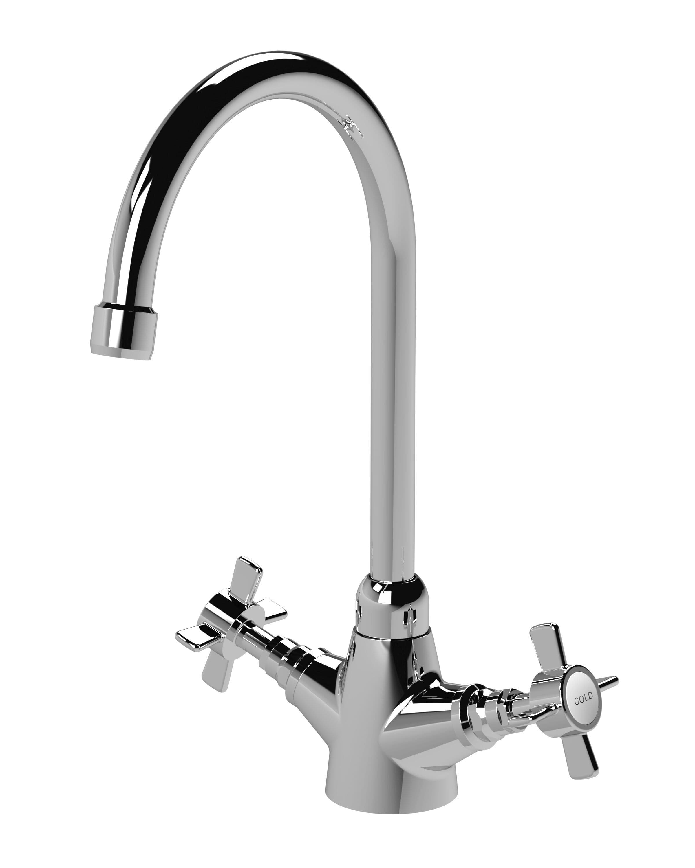 Mono Two Crosshead Handle Sink Mixer Tap Chrome