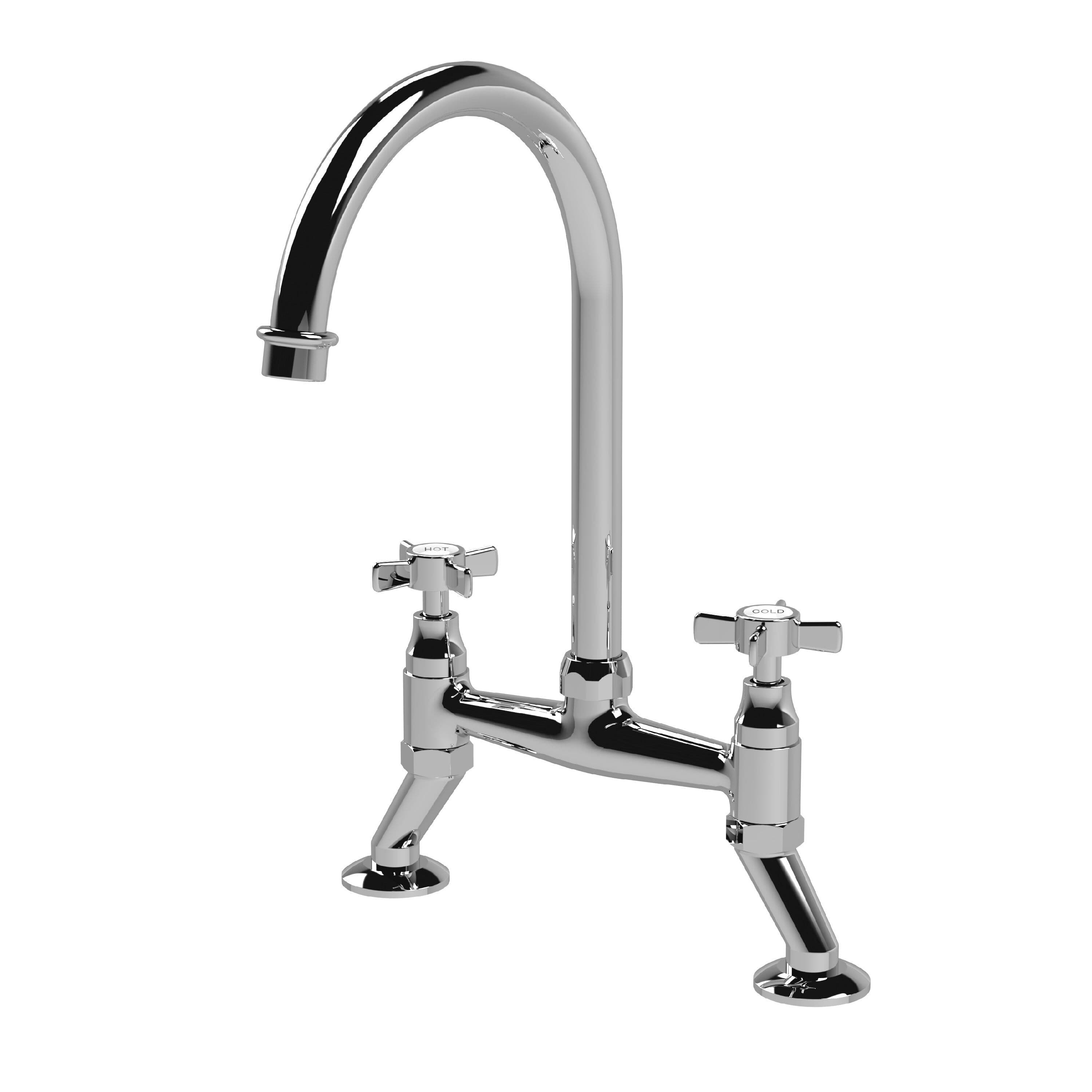 Crosshead Handle Bridge Sink Mixer Tap Chrome