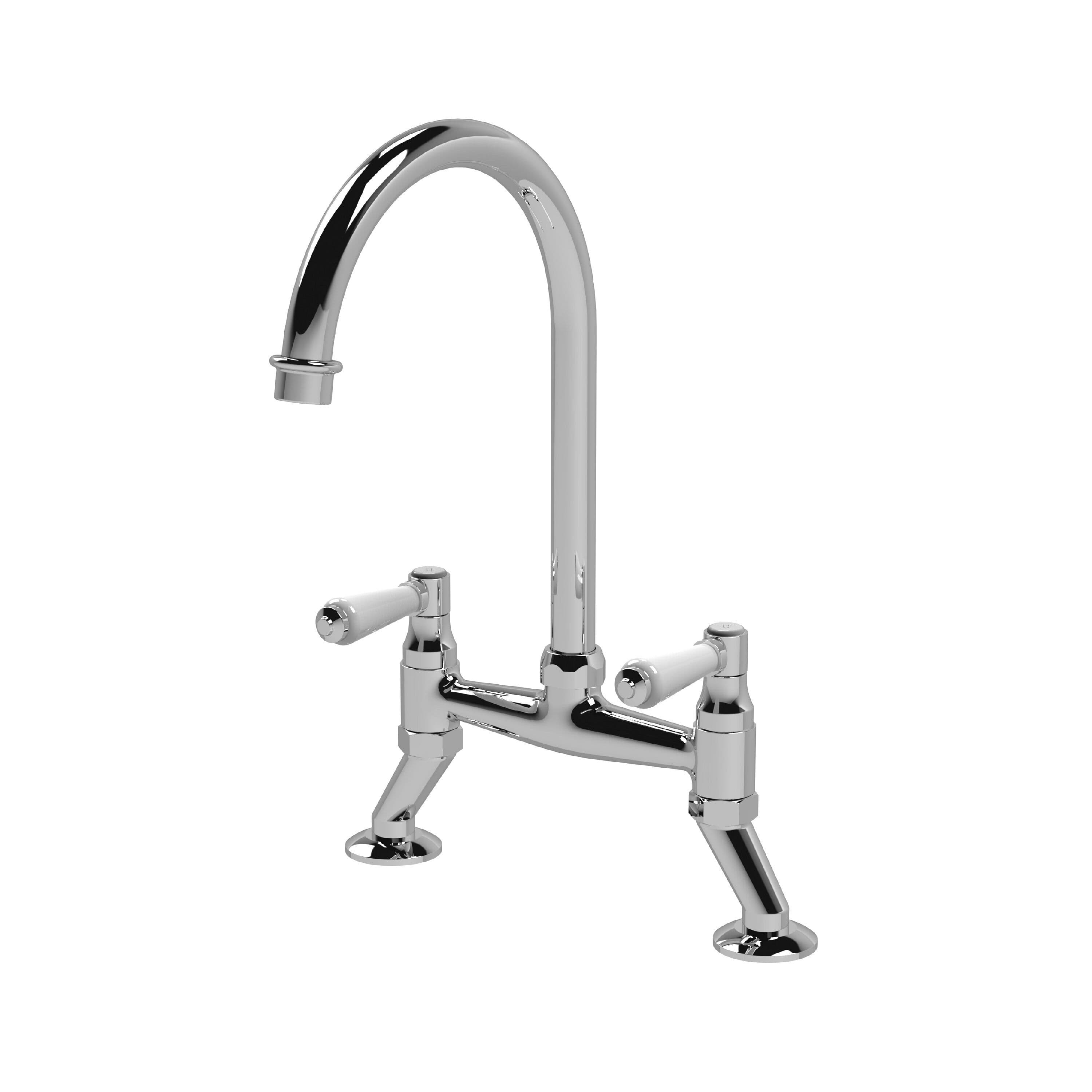 Traditional Bridge Mixer Kitchen Tap Lever Handles Chrome