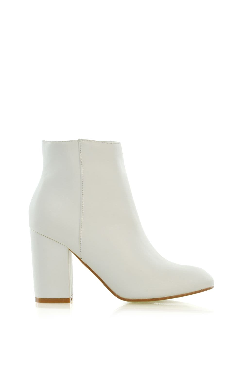 XY London Women's 'Peaches' High Block Heel Ankle Boots in White | Size: 8