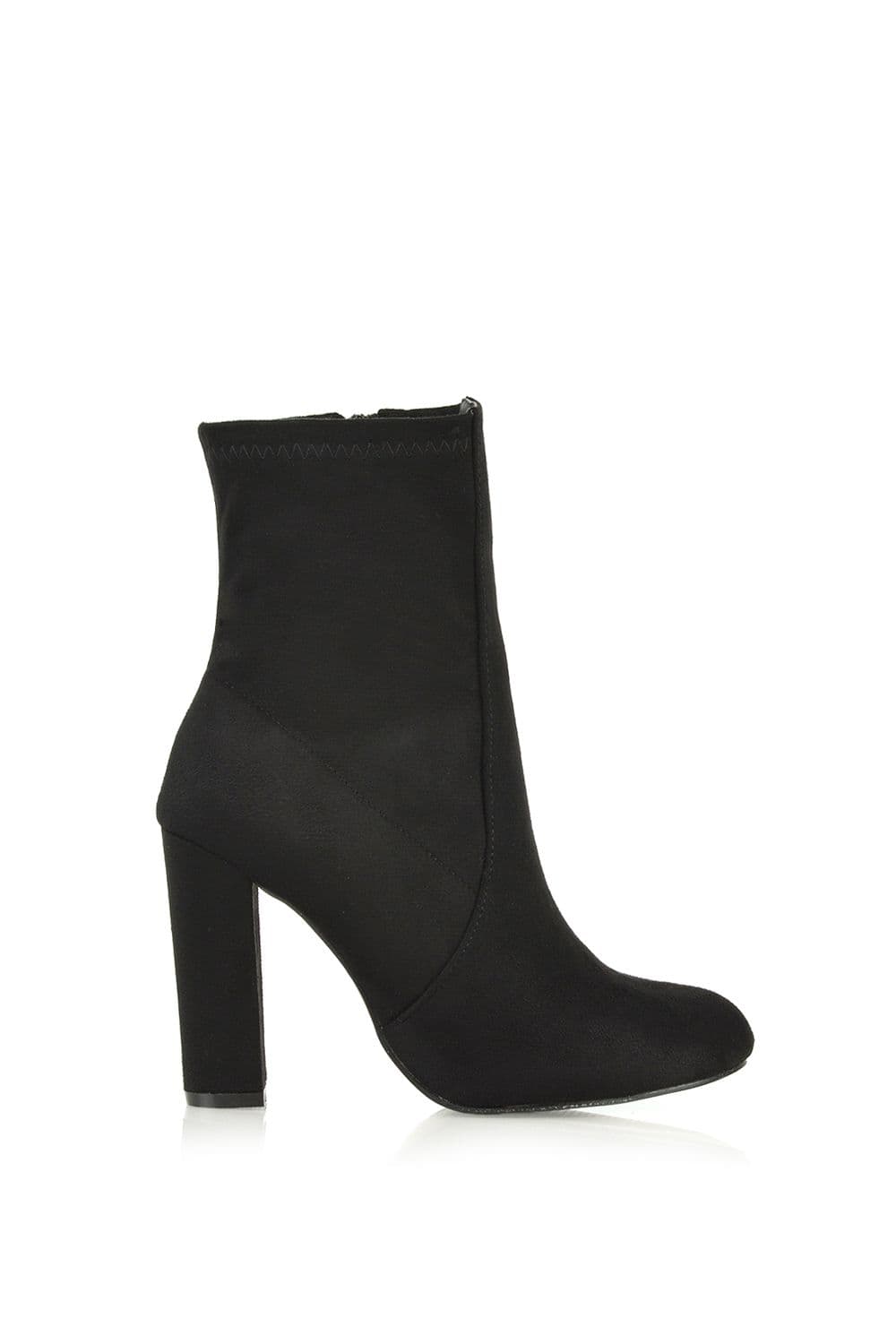 'Margot' Block High Heeled Zip-up Sock Ankle Boots