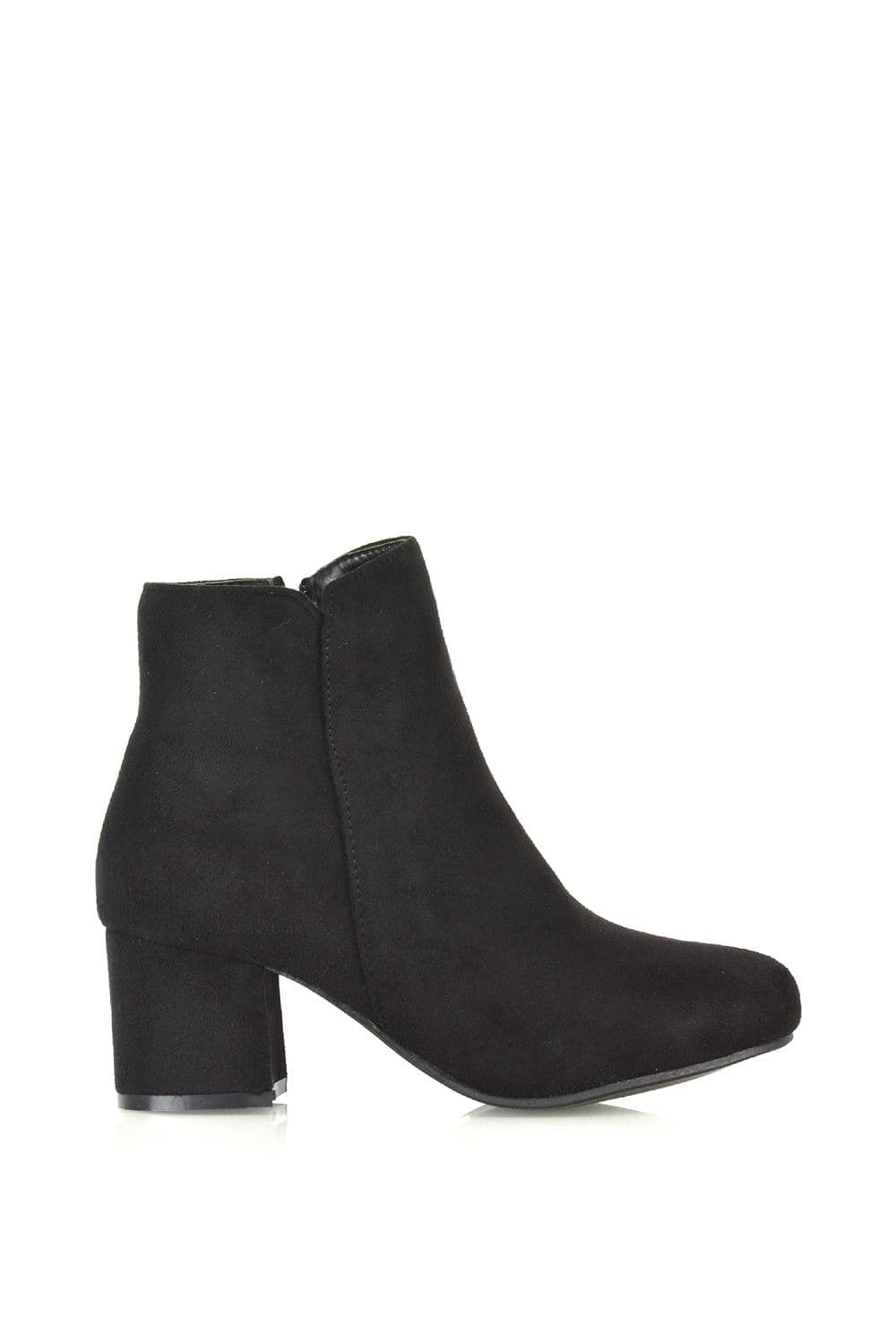 XY London Women's 'Saffy' Mid Block Heel Zip Up Ankle Boots in Jet Black | Size: 8