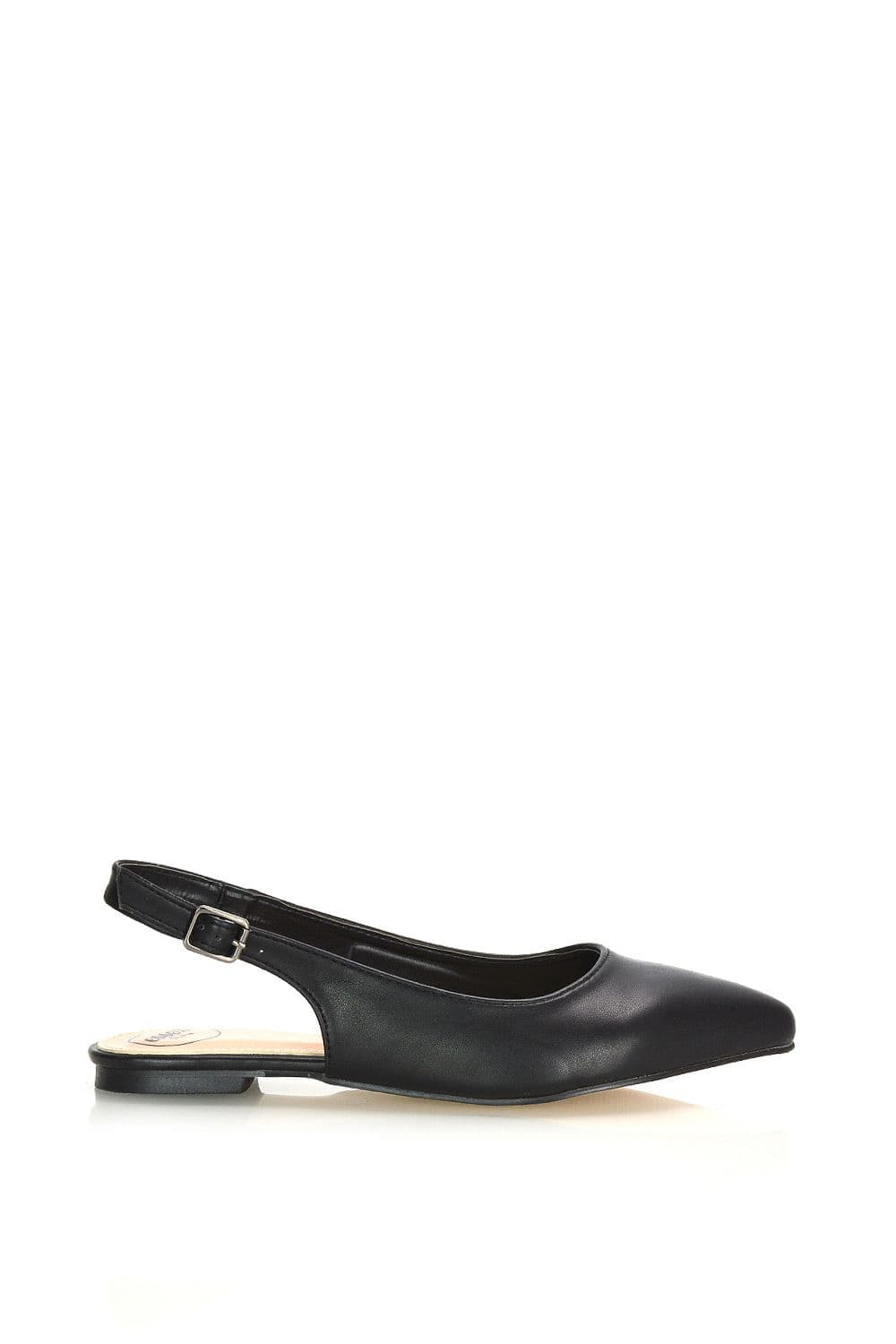XY London Women's 'Mindy' Pointed Toe Slingback Flat Ballerina Pumps in Black | Size: 8