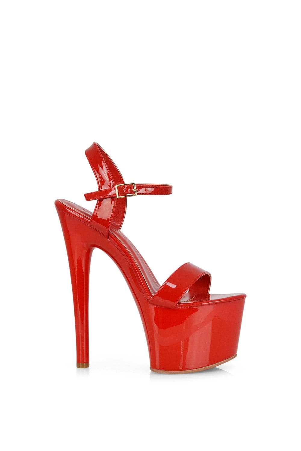 XY London Women's 'Matilda' Statement Strappy Sky High Stiletto Platform Heels in Red | Size: 3