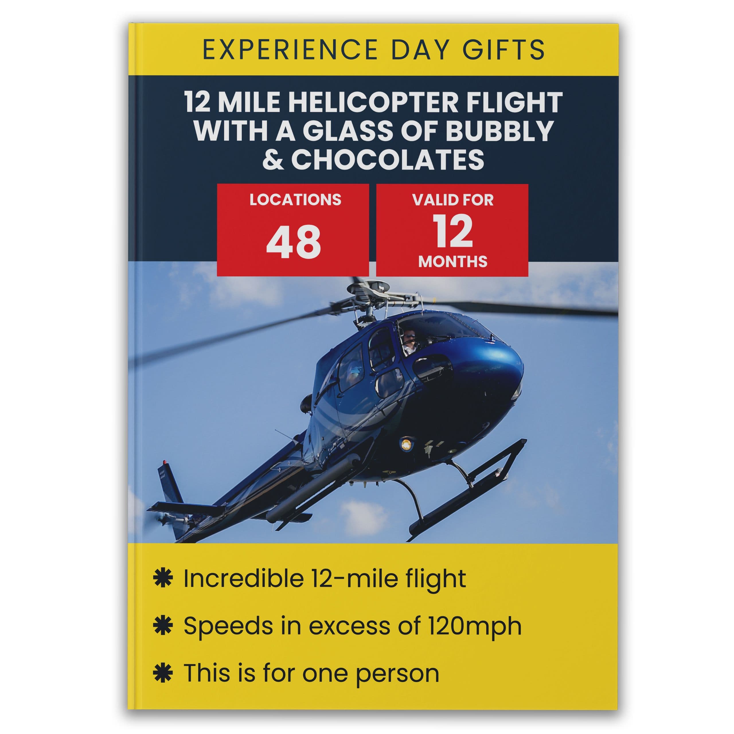 12 Mile Helicopter Flight Glass Bubbly & Chocolates Gift Experience