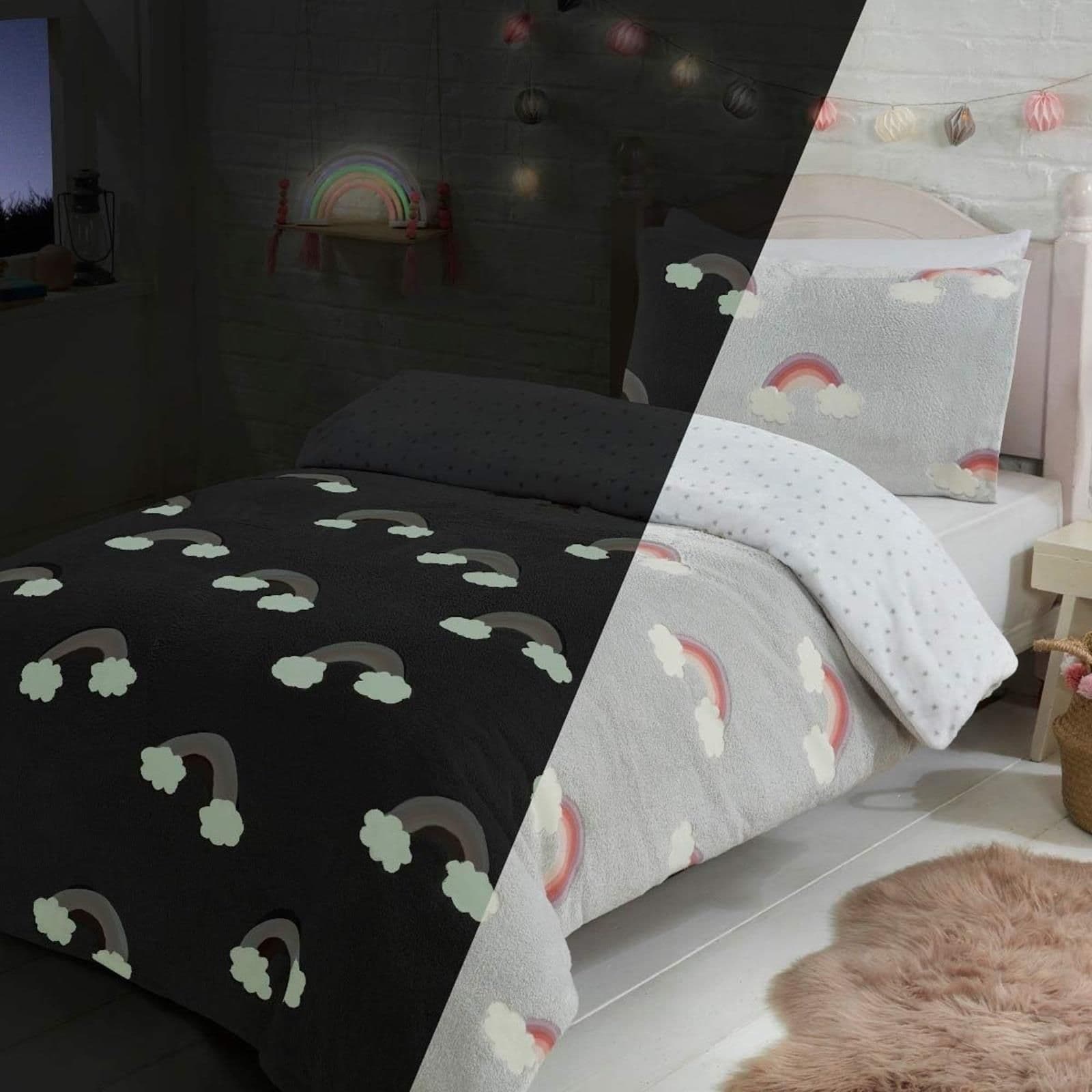 Glow Dark Fleece Duvet Pillowcase Set