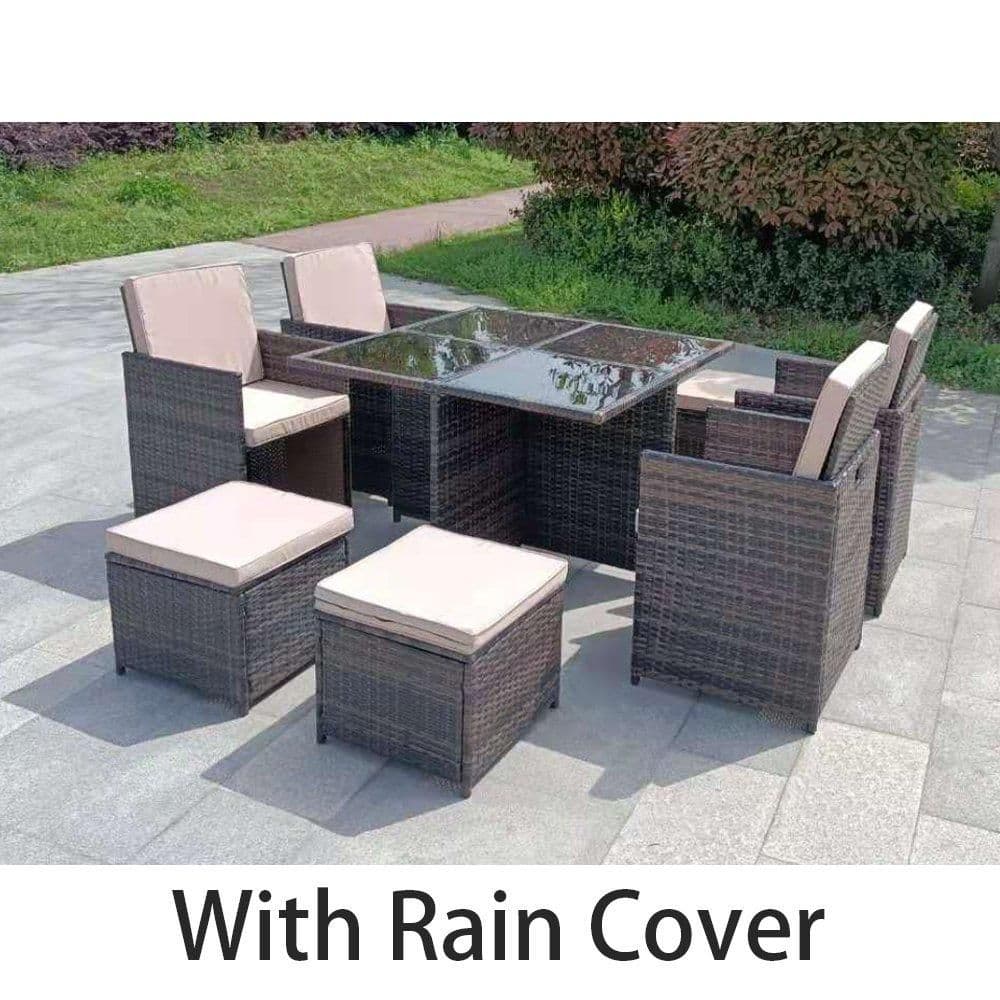 Eton Rattan Garden 8 Seater Cube Dining Set Rain Cover
