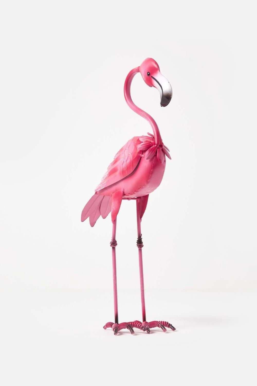 Small Metal Flamingo Hooked Neck 35 cm Tall