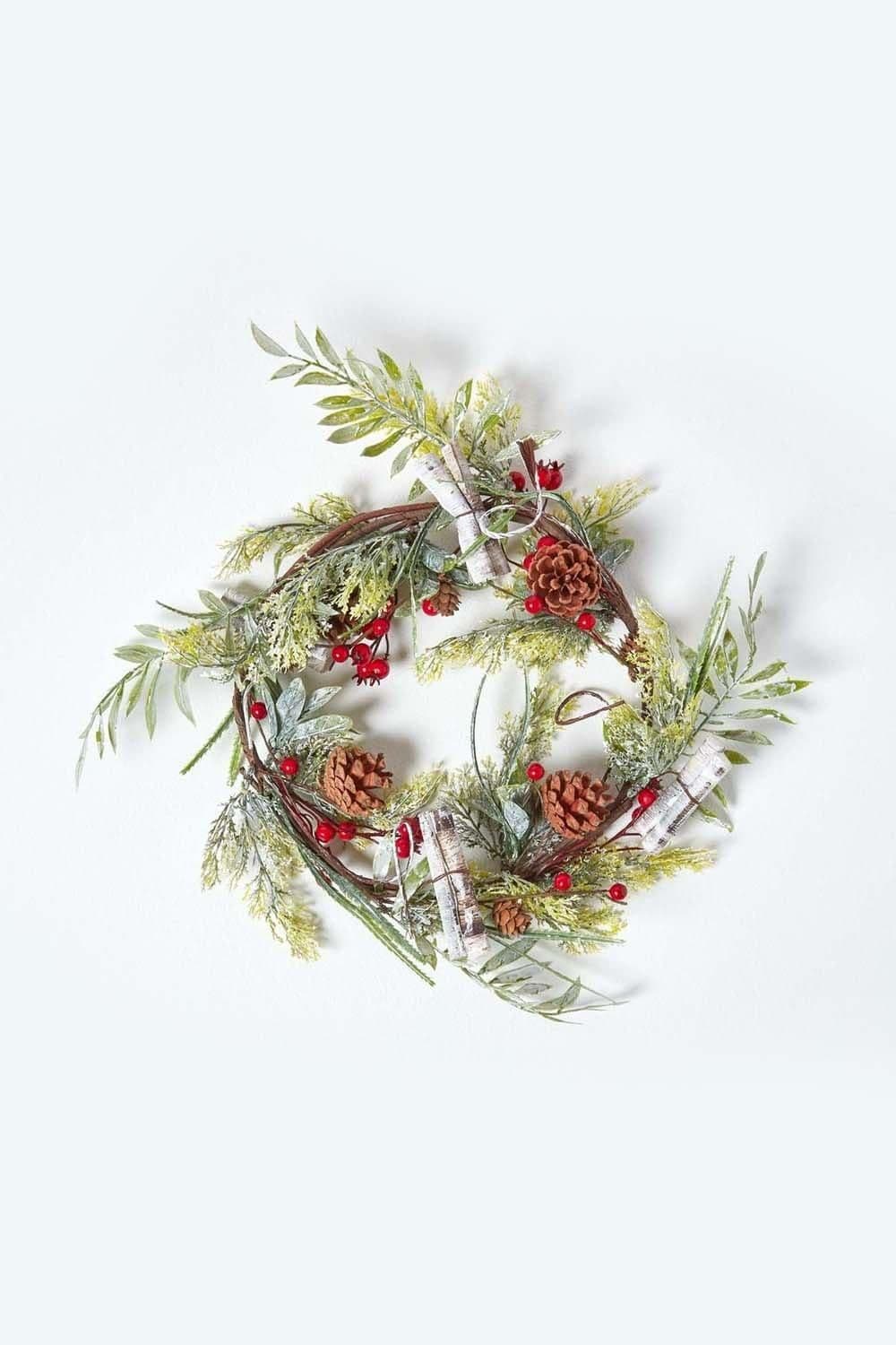 Artificial Wreath Berries Pinecones 18 Inches