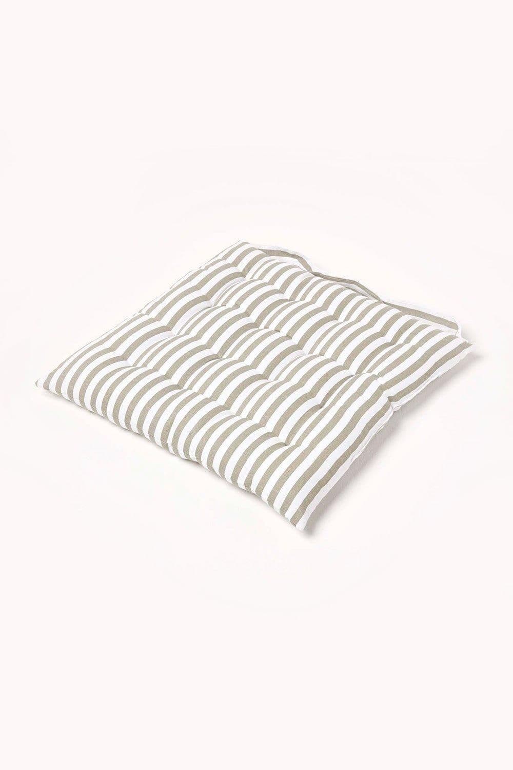 Stripe Seat Pad Button Straps 100% Cotton