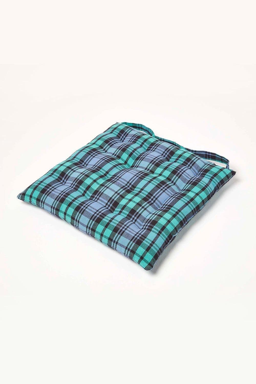 Blackwatch Tartan Seat Pad Button Straps 100% Cotton