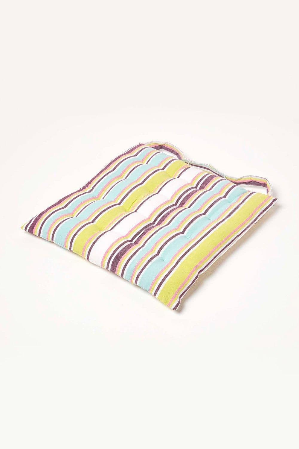 Oska Stripe Seat Pad Button Straps 100% Cotton