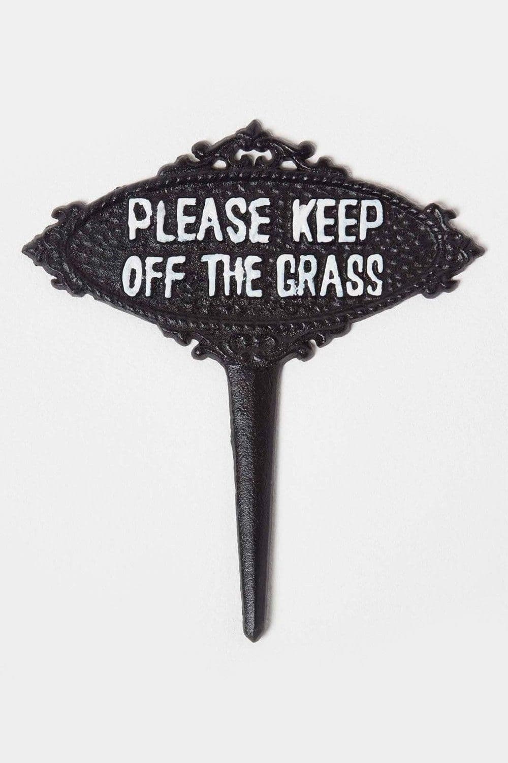 Please Keep Off Grass Garden Sign Metal Spike