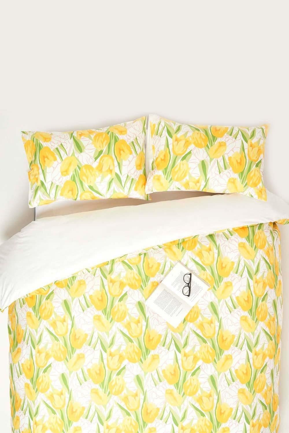 Tulips Digitally Printed Cotton Duvet Cover Set