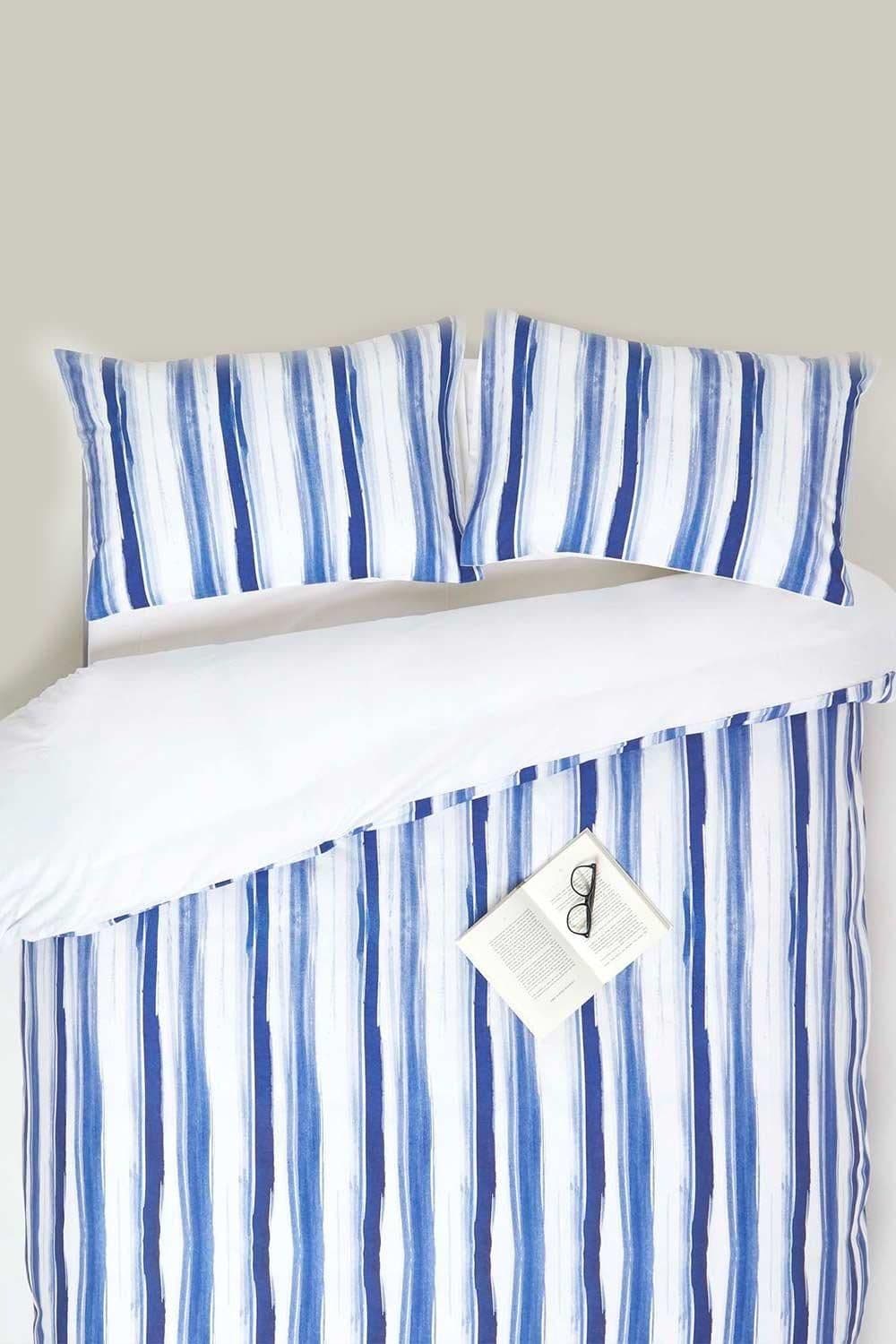 Stripe Digitally Printed Cotton Duvet Cover Set