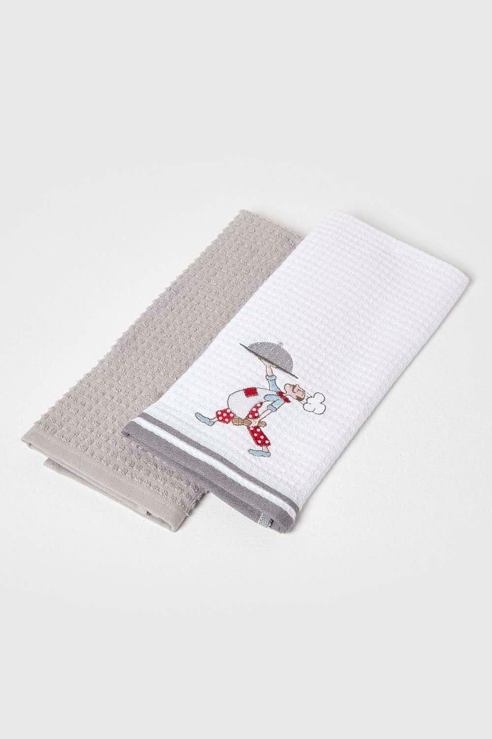 Cook Waffle Cotton Tea Towels Set 2