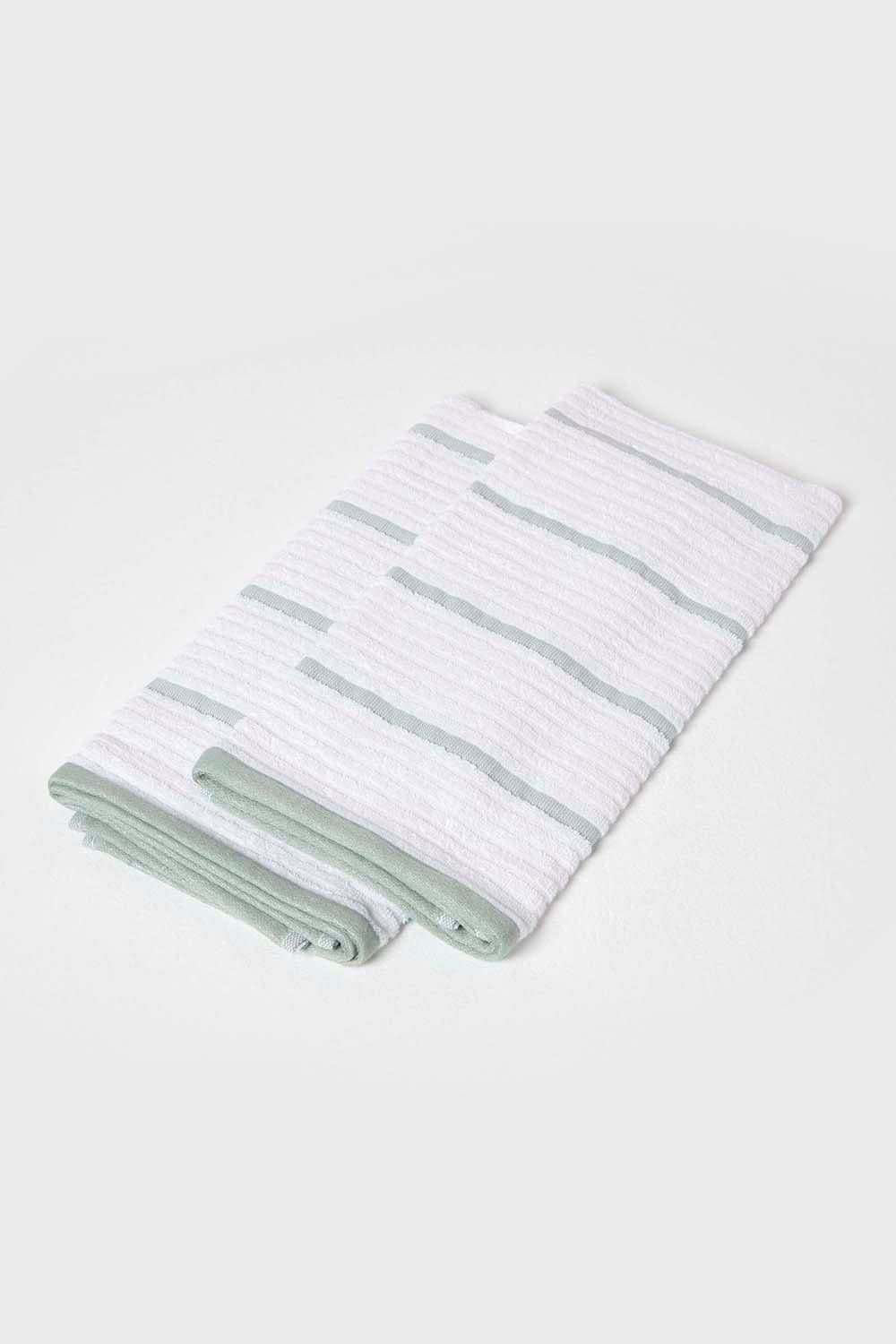 Sage Green Cotton Tea Towel Set Two