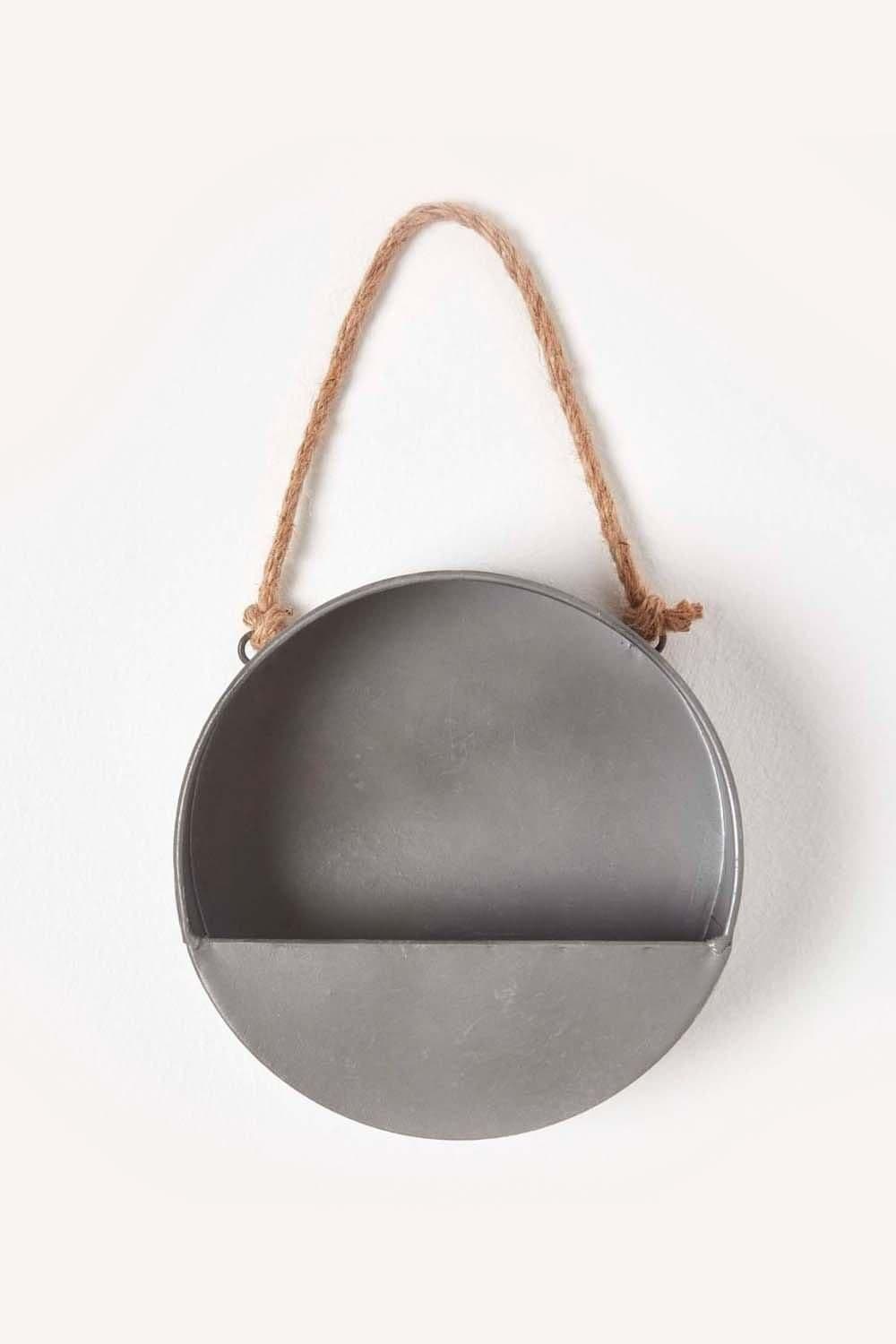 Small Round Metal Hanging Wall Planter 20 cm