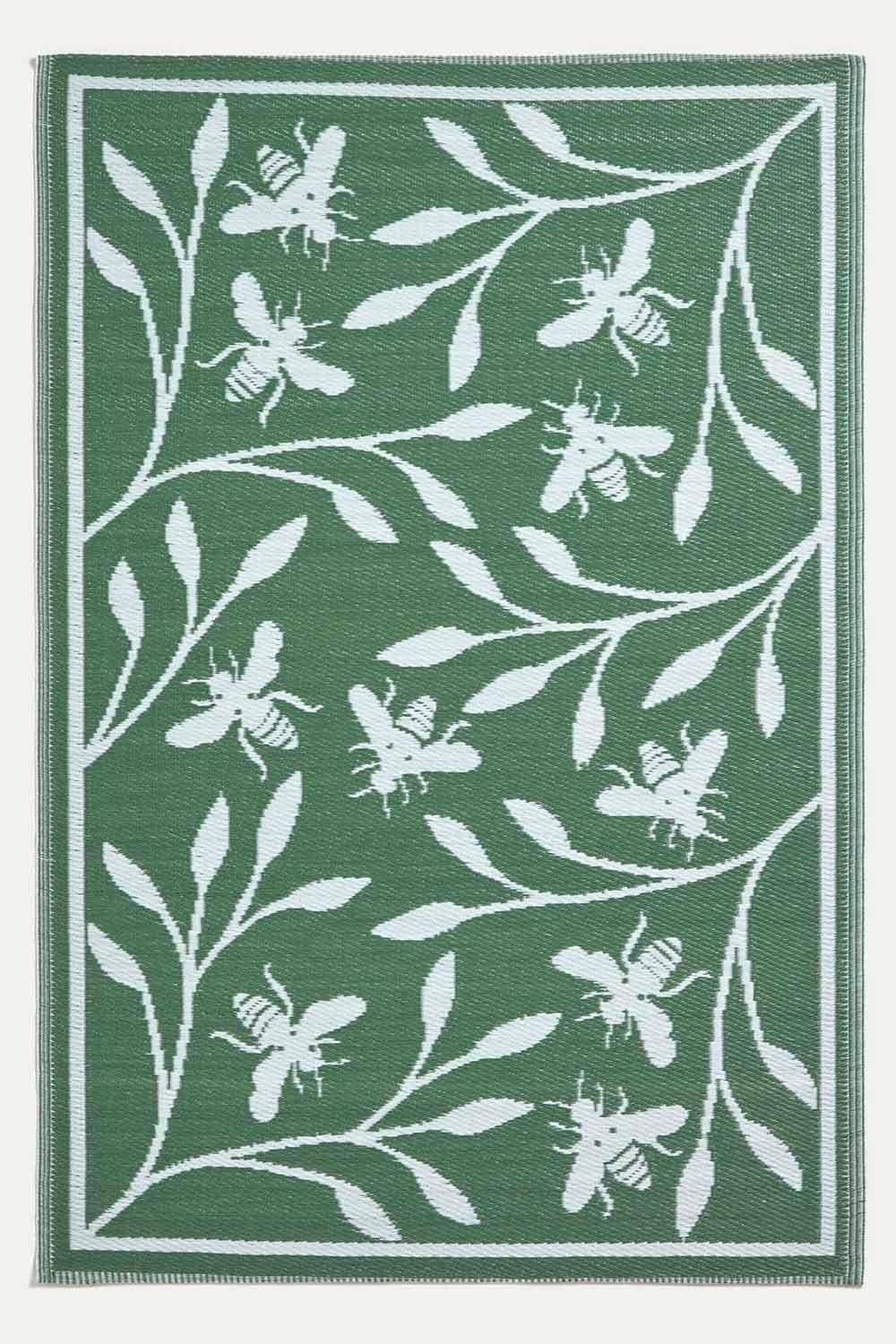Floral Outdoor Rug Bumble Bee Design 182 x 122 cm