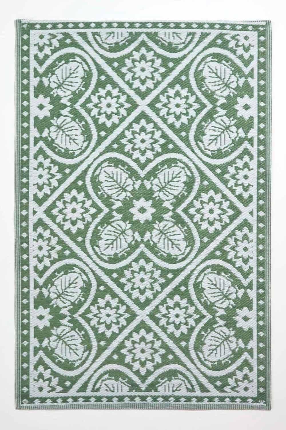 Outdoor Rug Floral Leaf Pattern 122 x 182 cm