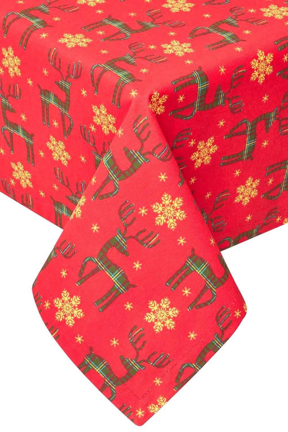 Reindeer Cotton Christmas Tablecloth 137cm x 228cm