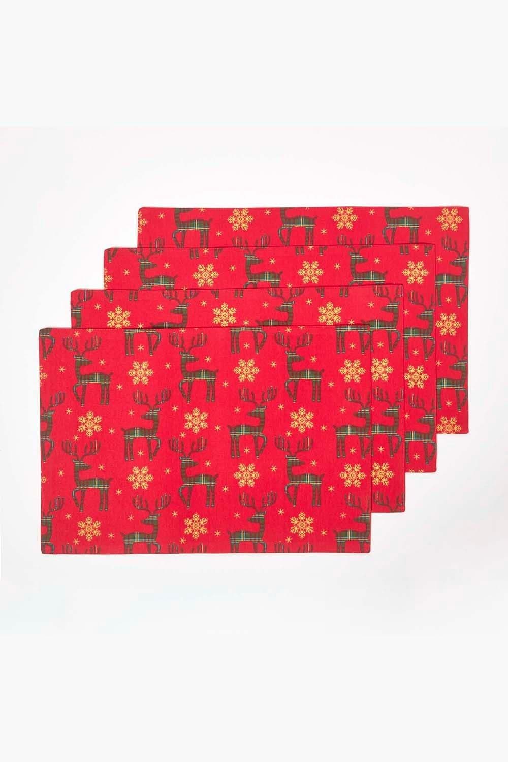 Reindeer Christmas Placemats Set 4