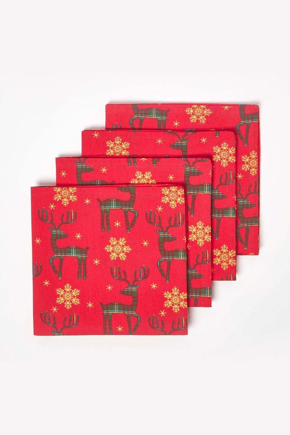 Reindeer Christmas Napkins Set 4