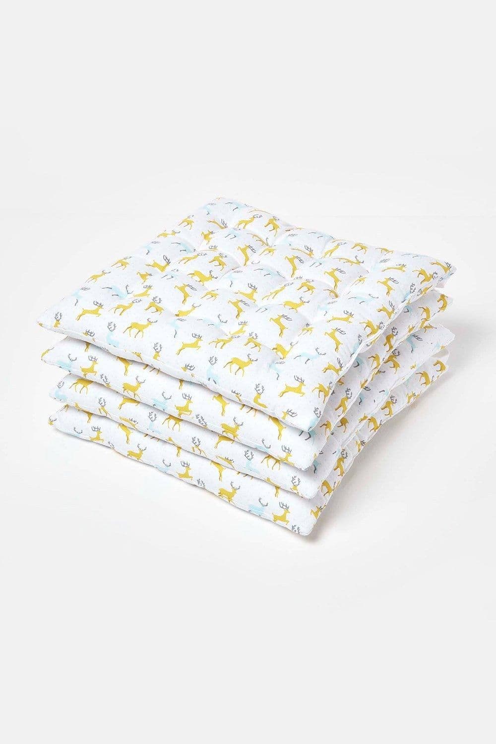 Majestic Stag Christmas Seat Pad Cotton Set 4