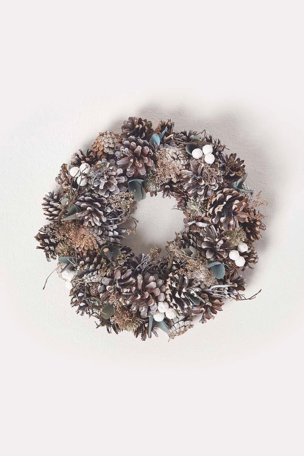 Handmade Frosted Pinecone Christmas Wreath