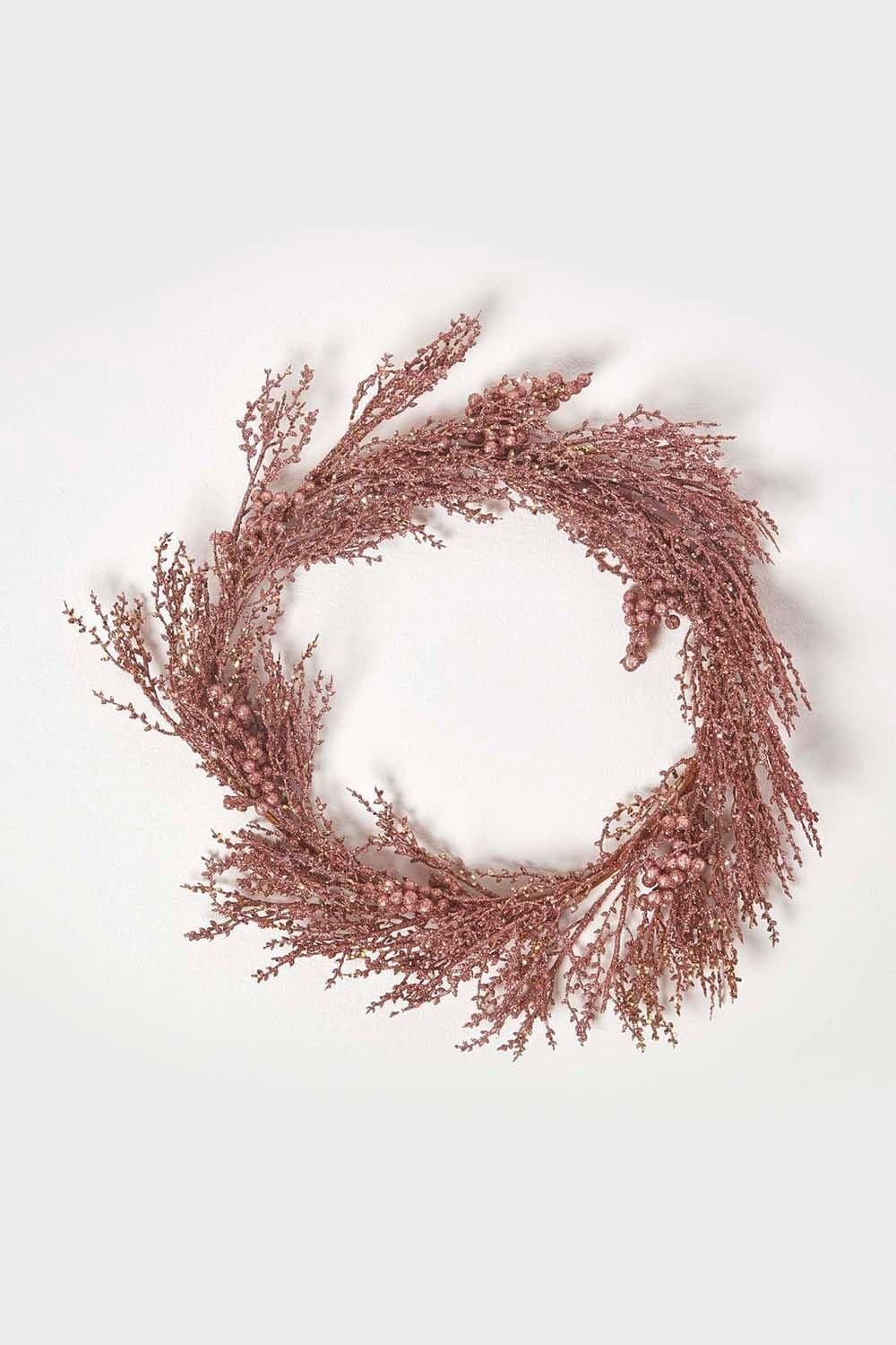 Glitter Rose Gold Christmas Wreath