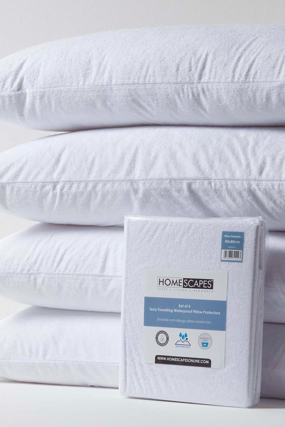 Terry Towelling Waterproof Pillow Protectors 40 x 80 cm Pack 4