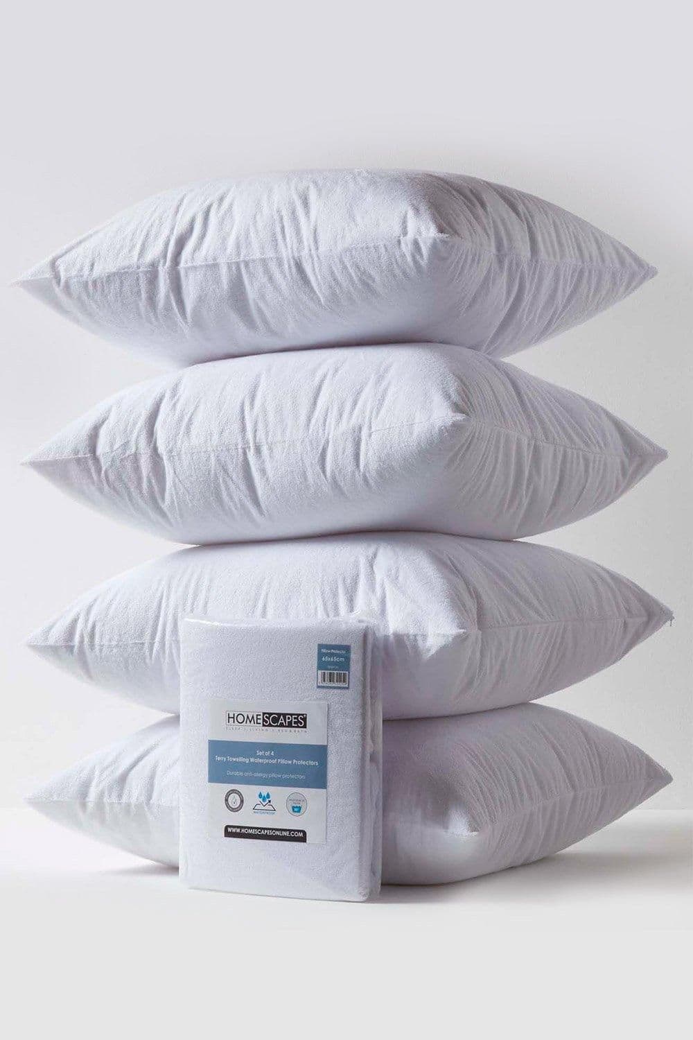 Terry Towelling Waterproof Pillow Protectors 65 x 65 cm Pack 4