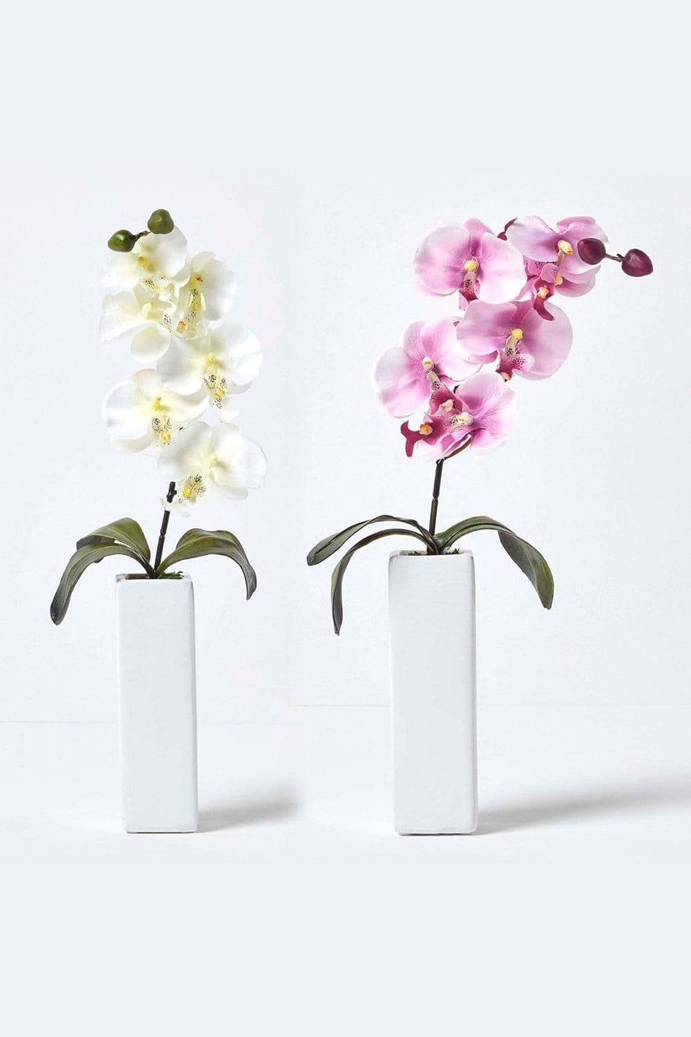 Set 2 Orchids Thin Vases 43 cm