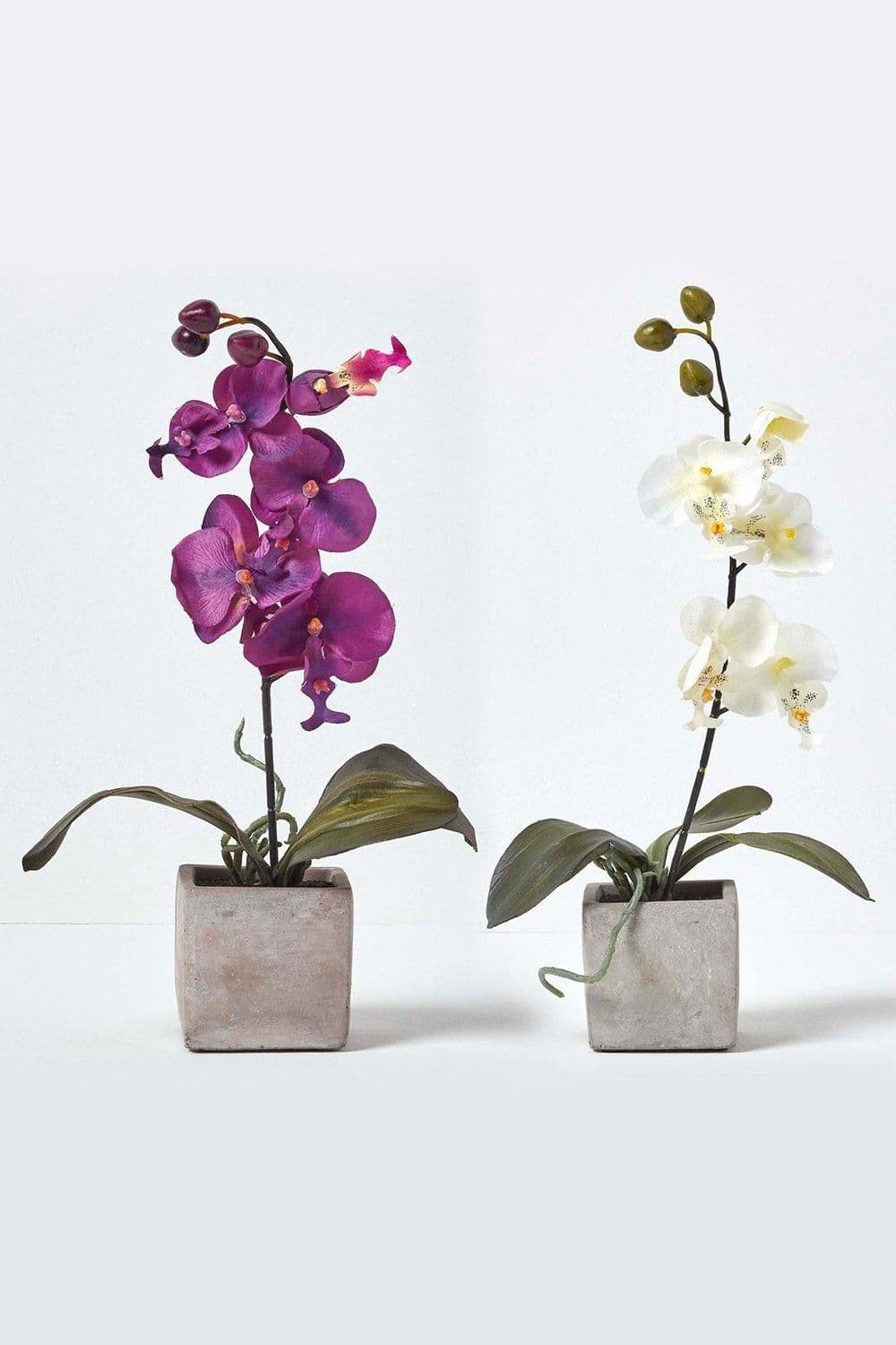 Set 2 Cerise Pink & Artificial Orchids Pots 40 cm