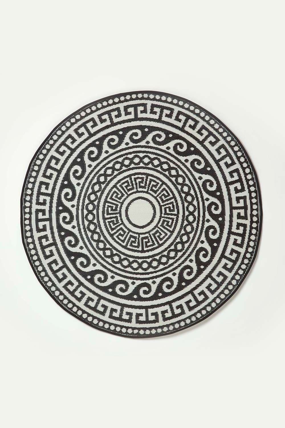 Enid Aztec & White Round Outdoor Rug 180 cm