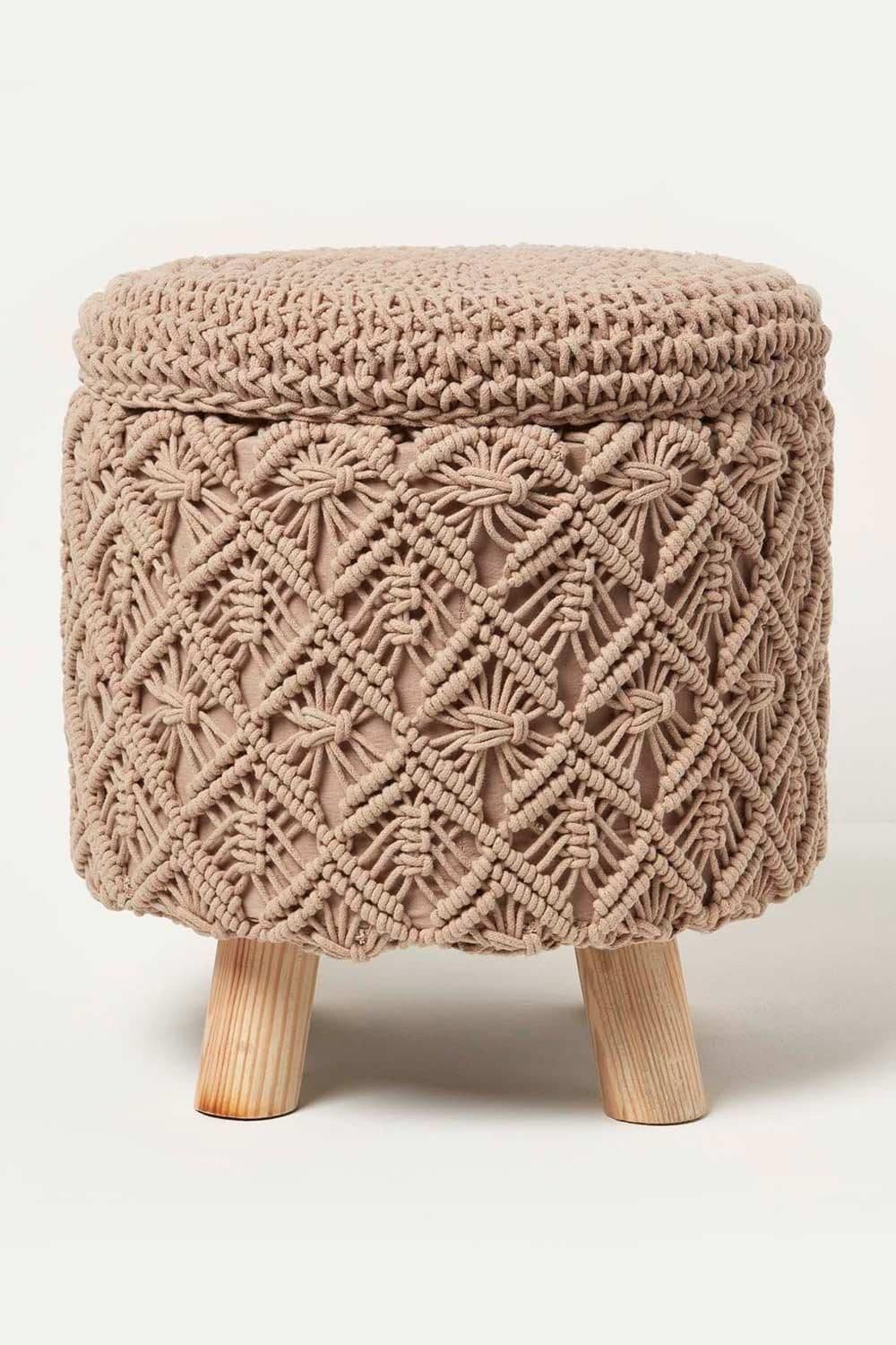 Indy Macrame Storage Footstool